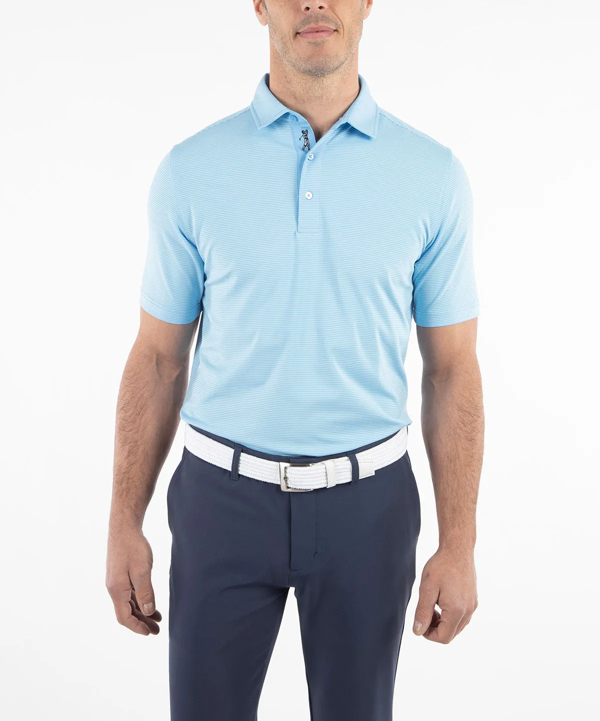 Business Ready Performance Mini Feed Stripe Short Sleeve Polo Shirt