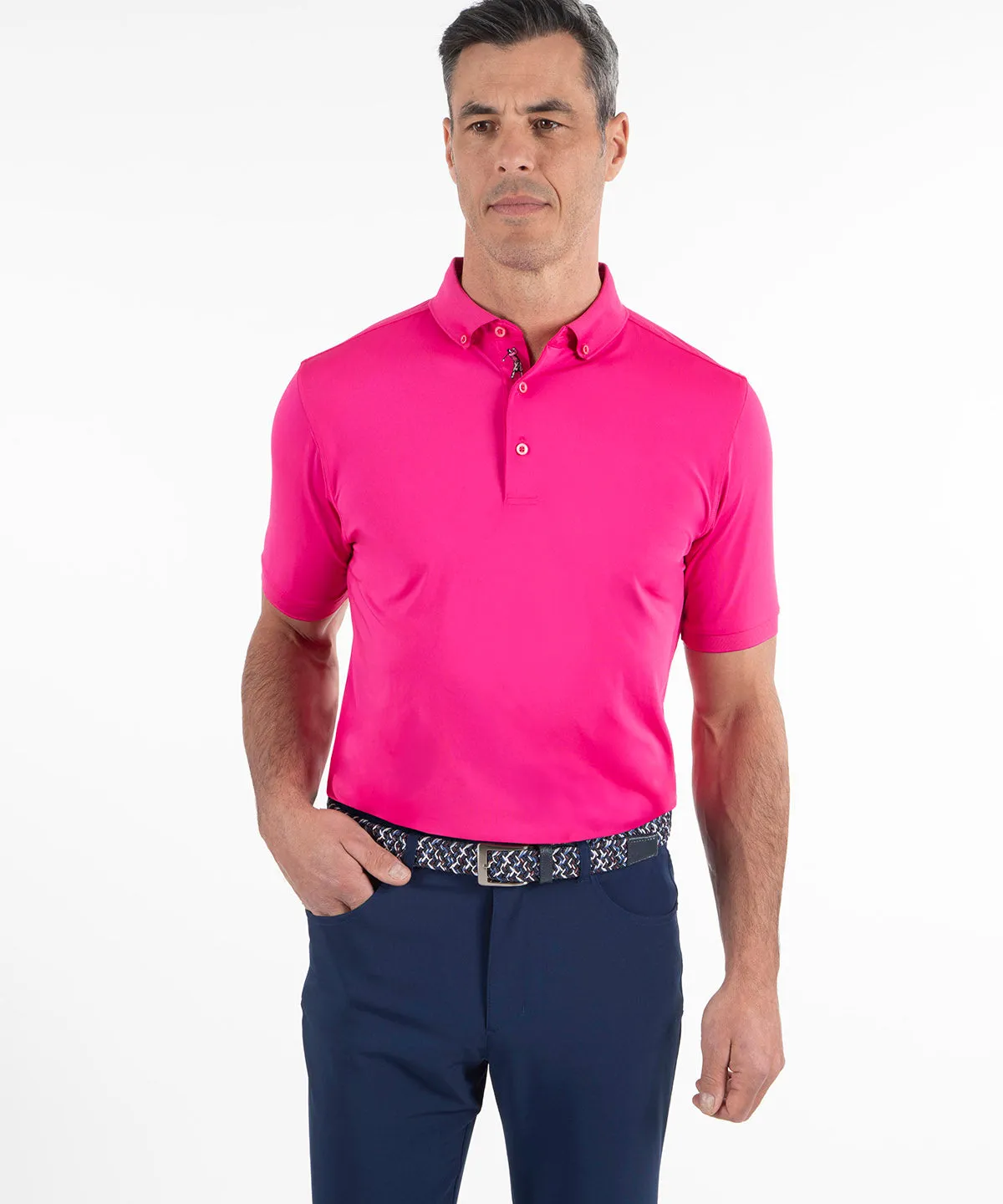 Performance Rib Knit Polo Retro Vibe Multipanel Construction