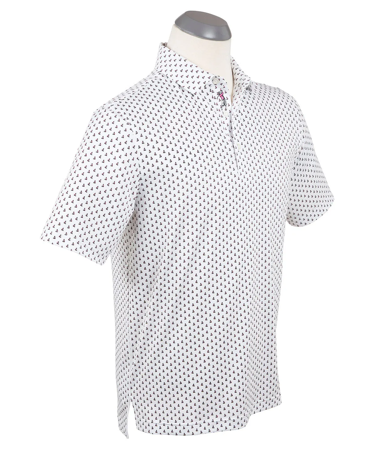 Breathable Underarm Gusset Performance Sail Boat Print Polo