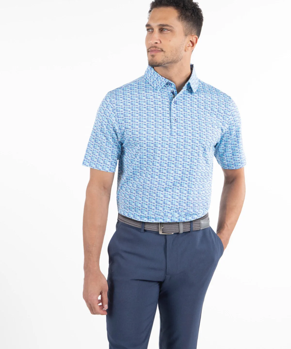 Performance Shark Print Polo Functional Top