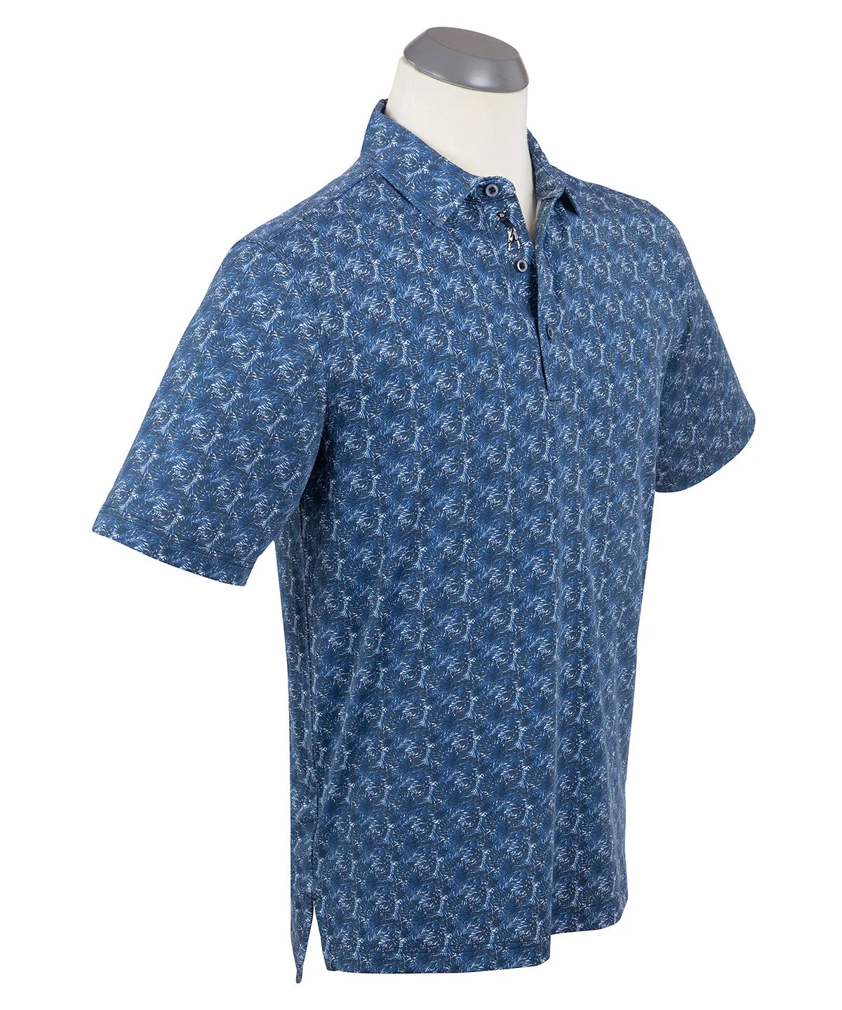 WrinkleResistant Finish Elegant Layer Performance Tropical Print Polo