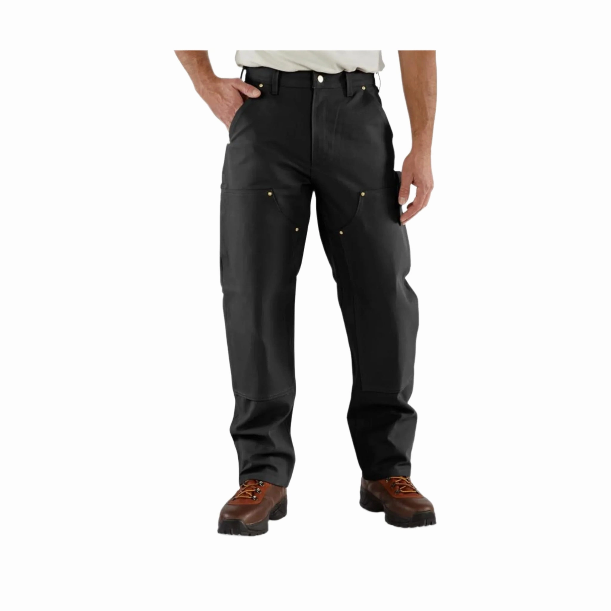 Carhartt Men's Loose Fit Firm Duck Double Front Utility Work Pant - Black windproof Easy Stretch