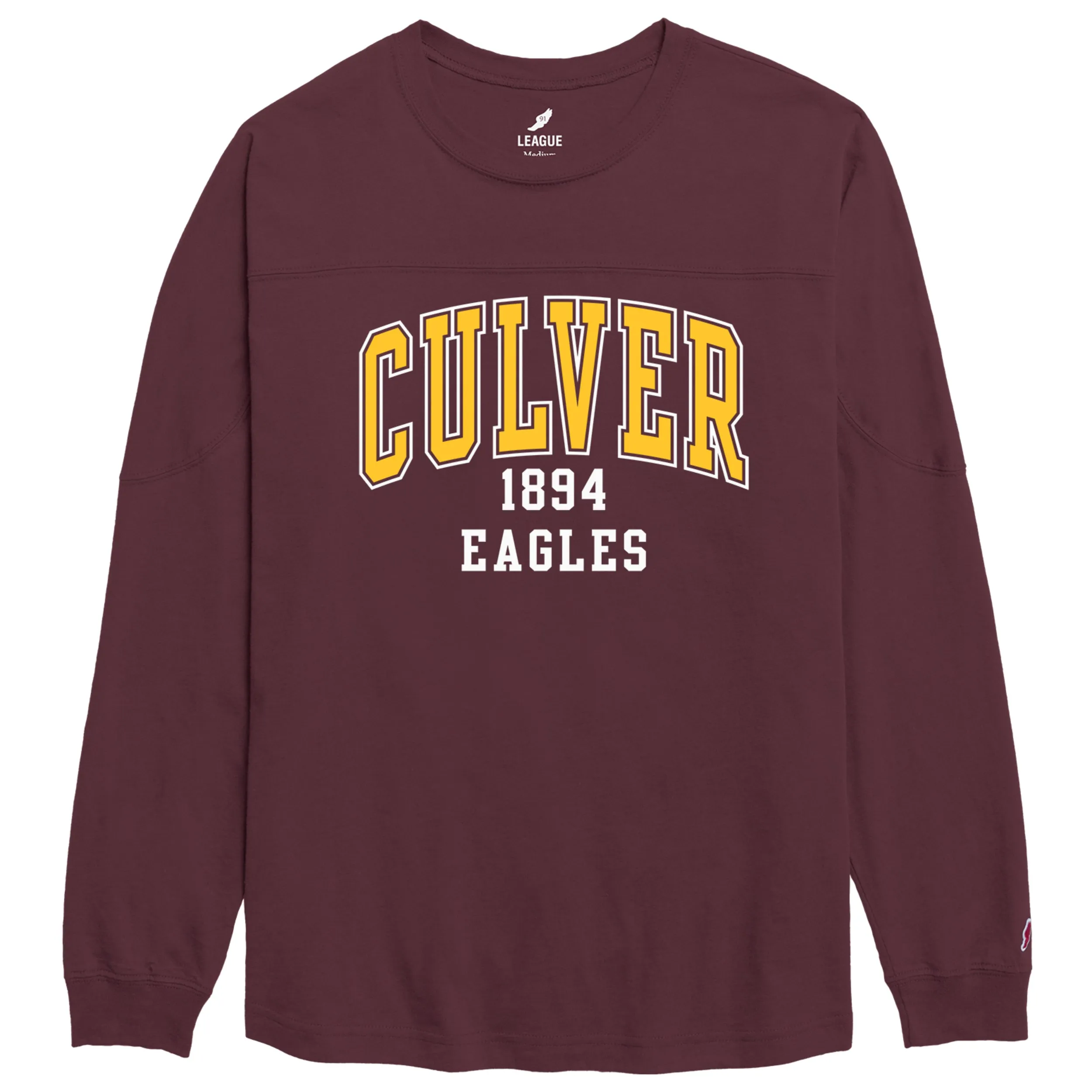 Culver Eagles Throwback Long Sleeve Tee - Maroon Light Stretch Quick Layer Fit