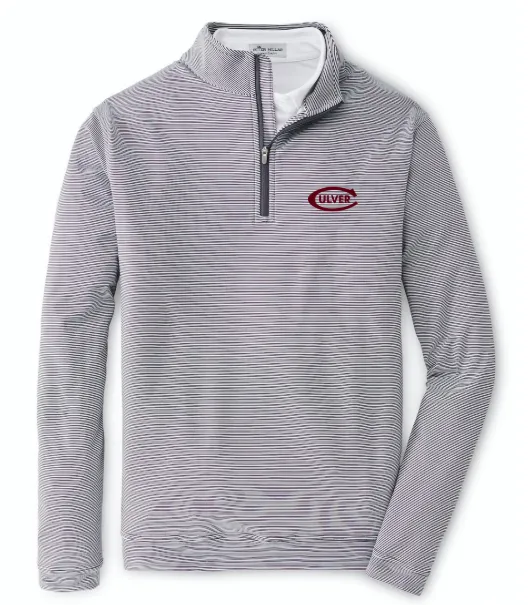 product customization Peter Millar Men's Perth Mini-Stripe Stretch Terry 1/4 - Grey/White