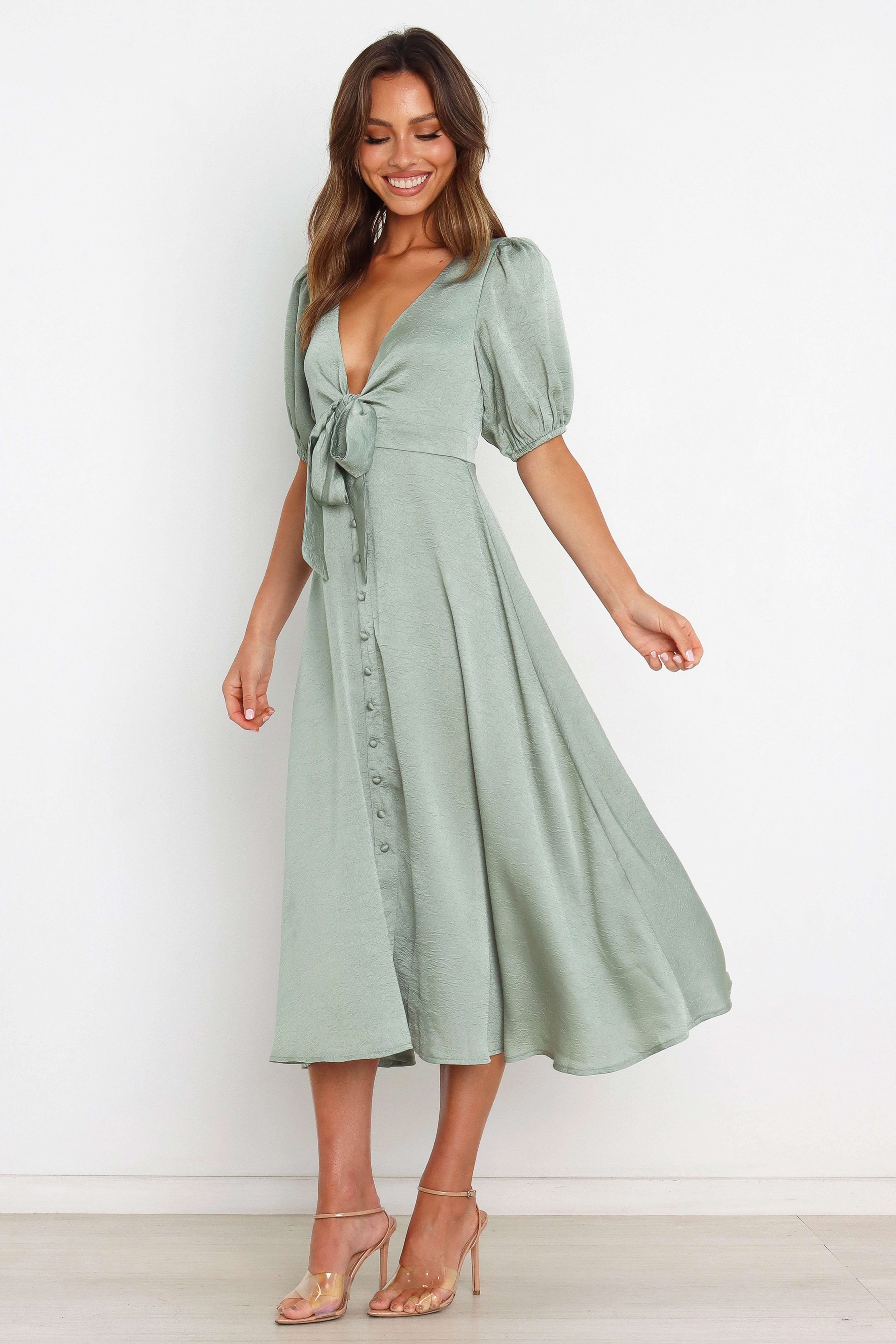 Piper Dress - Sage Modern Waist Linen Soft