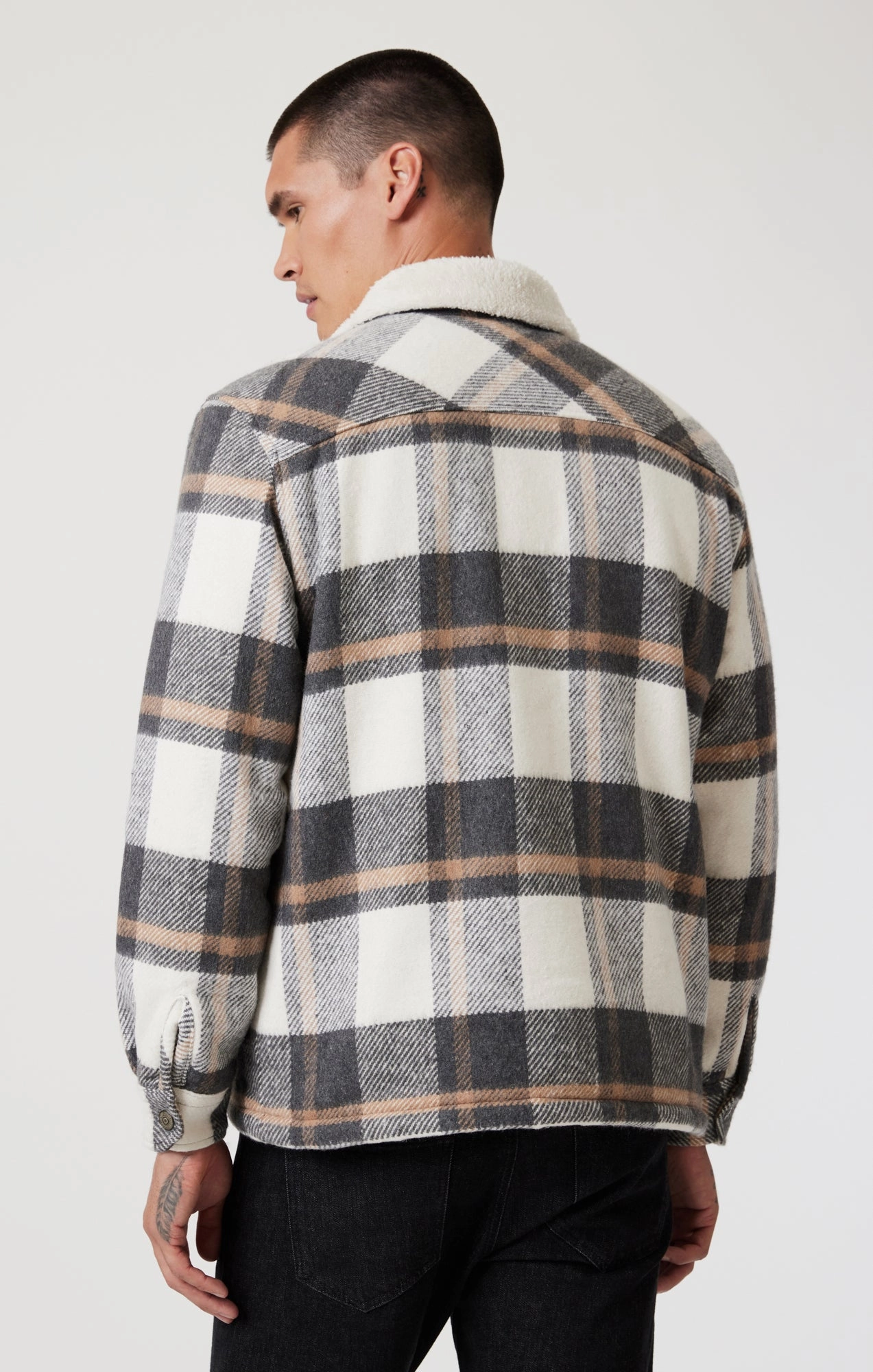 AntiStaticCoating PLAID SHACKET IN GRAY CHECK