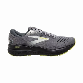 Brooks Men's Ghost 16 Road Running Shoes - Primer/Grey/Lime Rollbar Stability Controls Walking Ease
