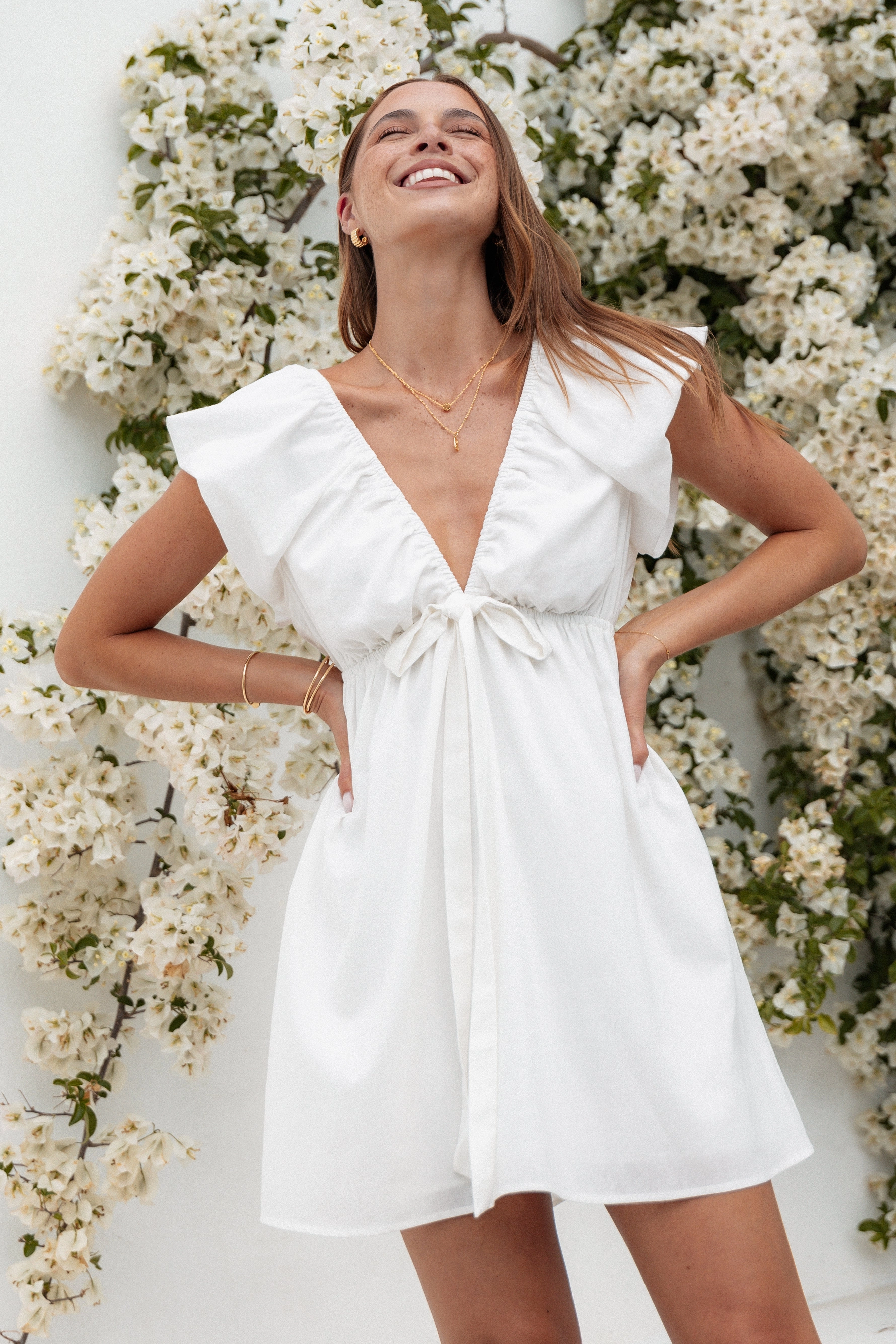 Kathy Mini Dress - White Calm Flow