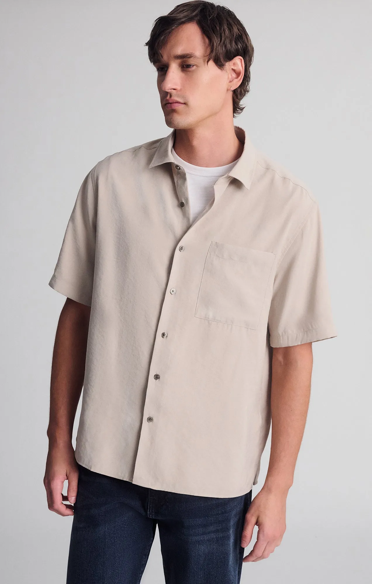 POCKET SHORT SLEEVE SHIRT IN PURE CASHMERE Non Iron Material