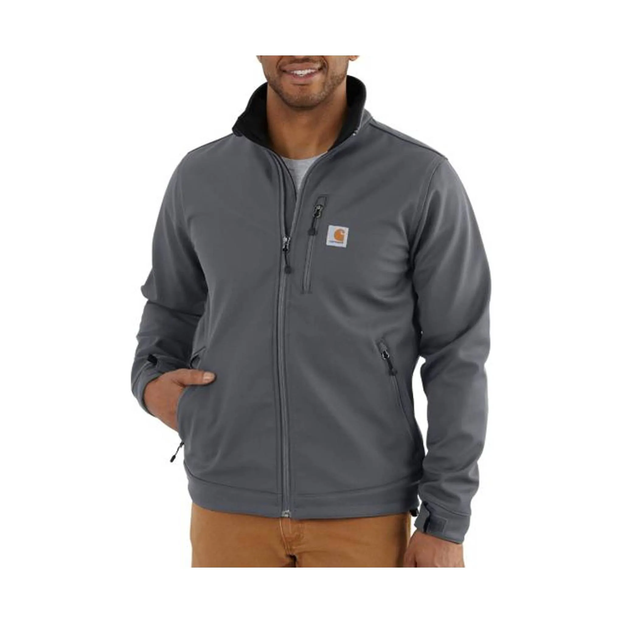 Carhartt Men's Crowley Jacket - Gravel Anti Glare Trim Wrinkle Free Material