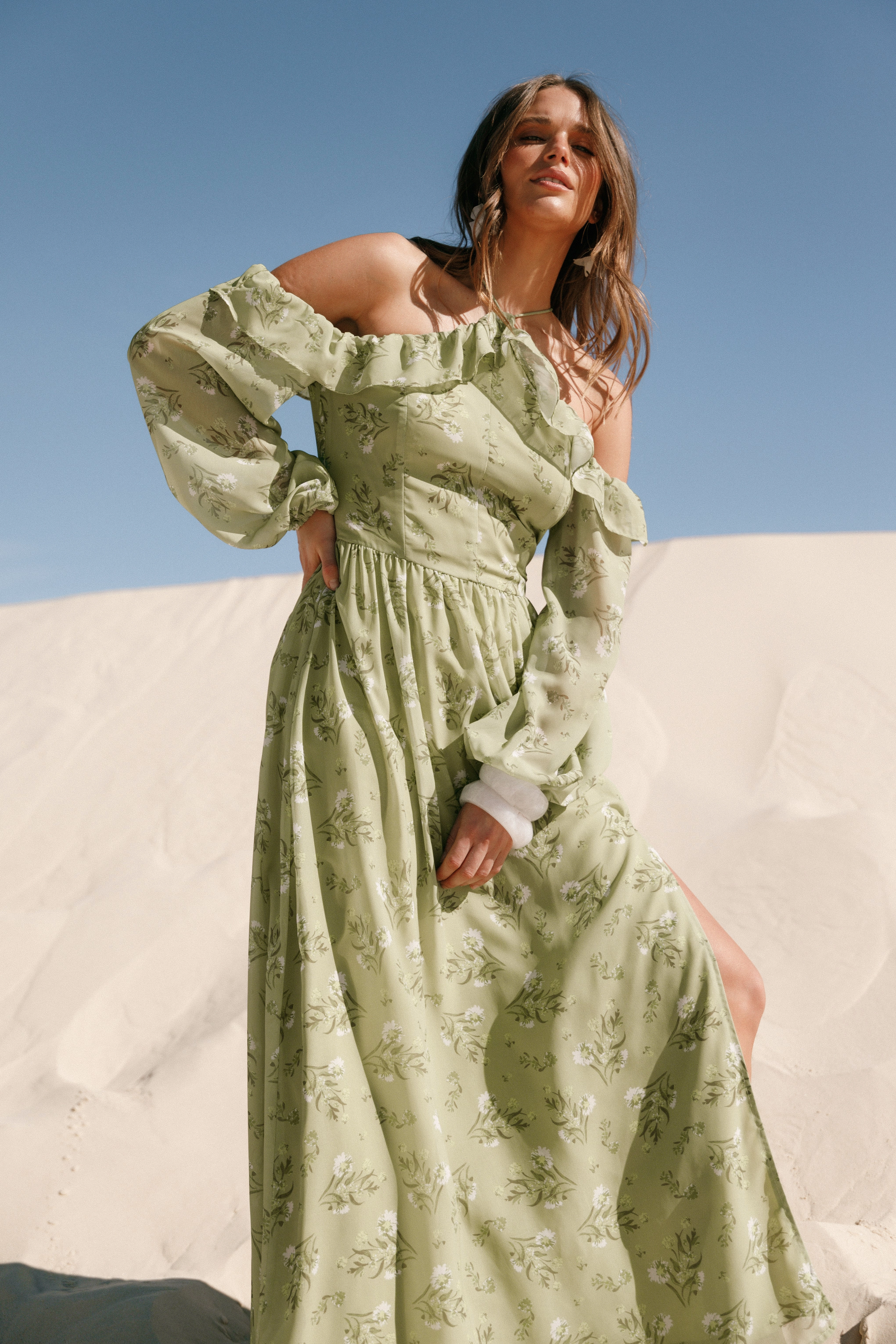 Trendy Cut Invisible-Zip Alina Maxi Dress - Sage Botanica