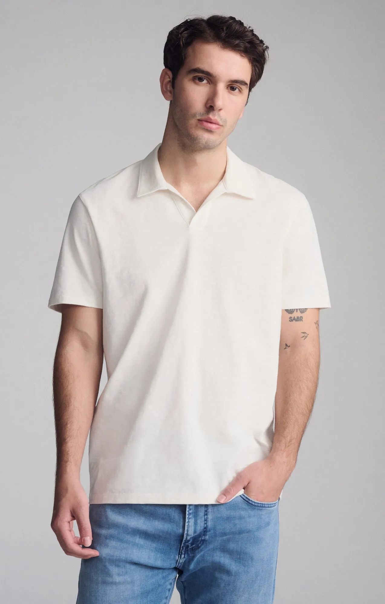 Relaxed Style Casual Design POLO SHIRT IN ANTIQUE WHITE