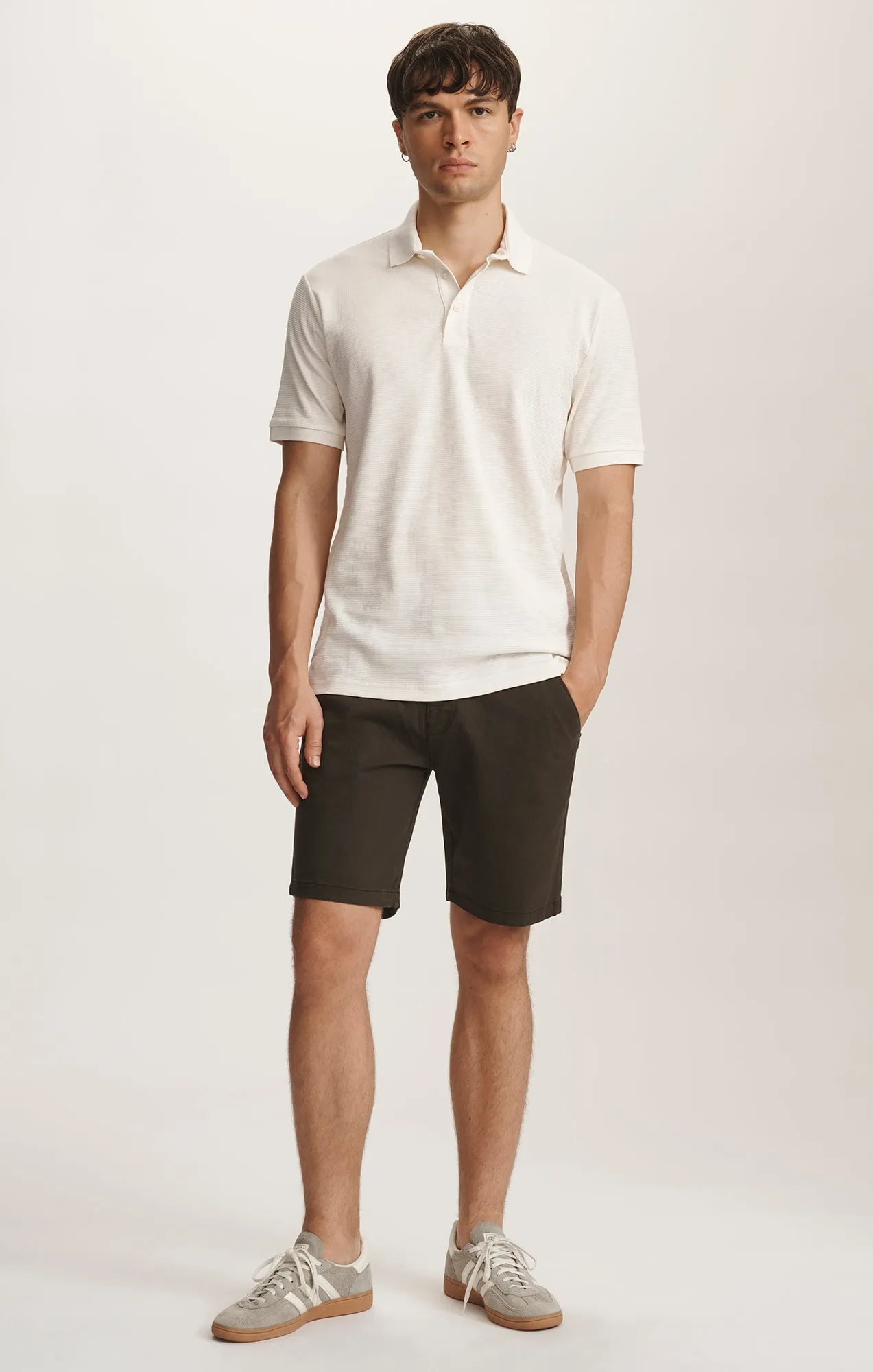 POLO SHIRT IN ANTIQUE WHITE EasyCare Fabric Layered Collar