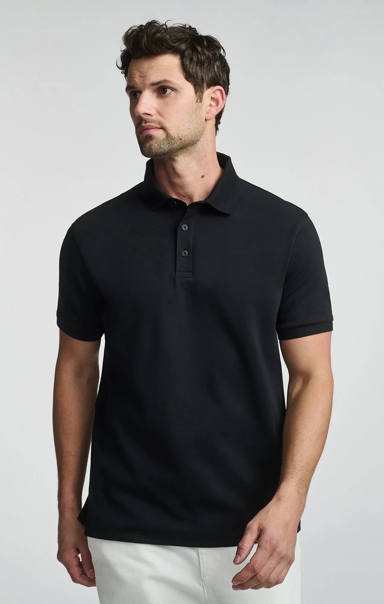 POLO SHIRT IN BLACK Button front