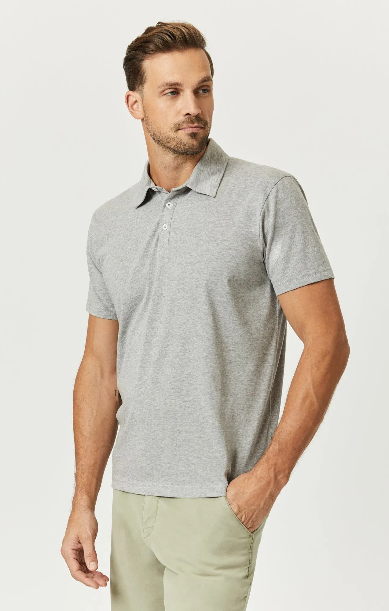 Abrasion Resistant Edges Compact Packing POLO SHIRT IN GREY MELANGE