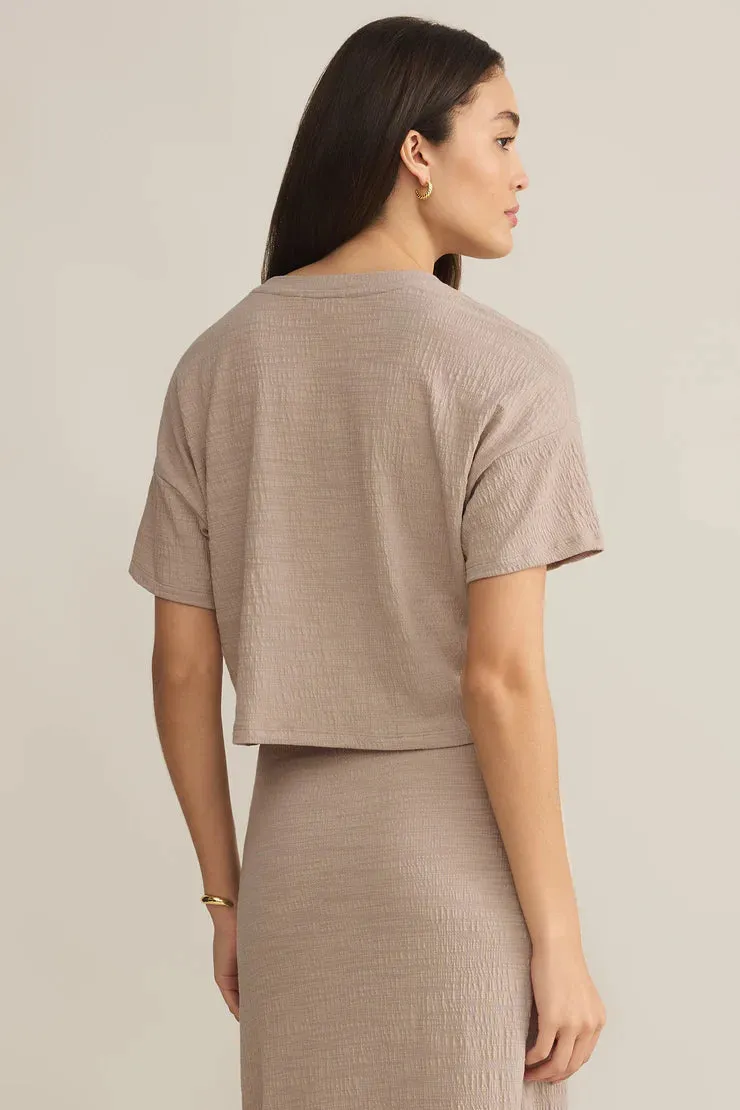 Stylish piece Versatile Fit Popular brands and well-known Sway Textured Cropped Tee | Parchment