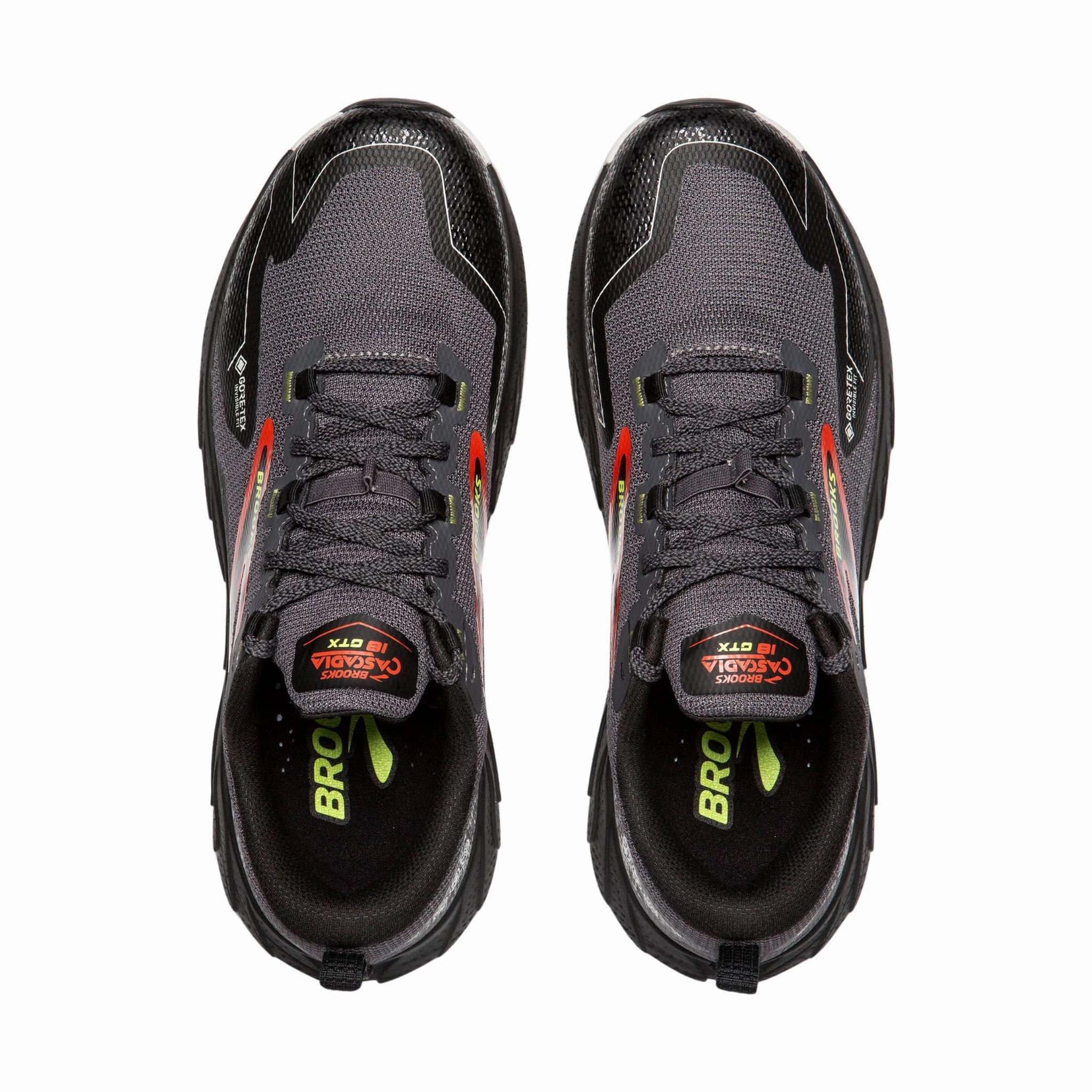 Brooks Men's Cascadia 18 GTX Trail Running Shoes - Blackened Pearl/Black/Tomato Quick Entry Fresh Look