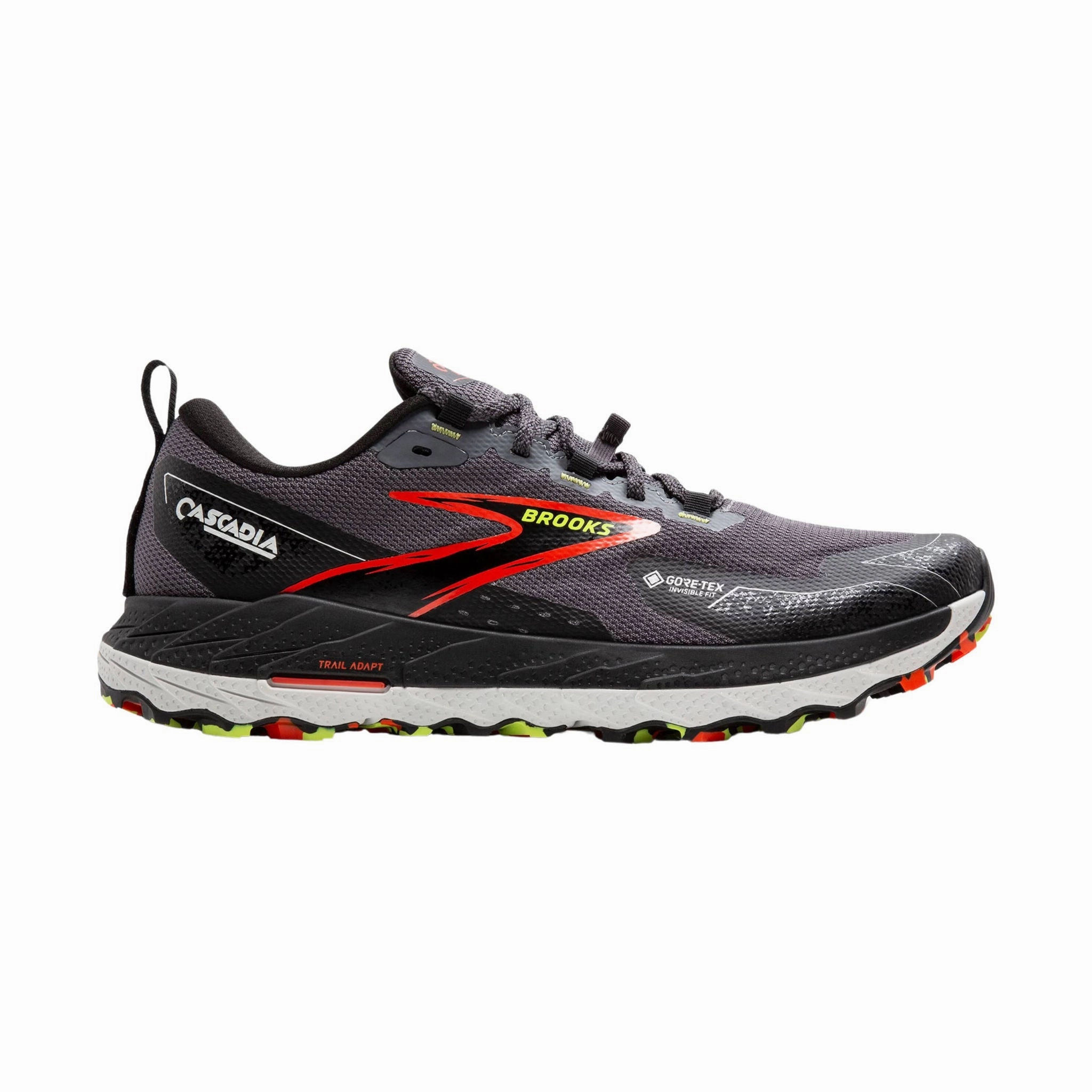 Brooks Men's Cascadia 18 GTX Trail Running Shoes - Blackened Pearl/Black/Tomato Speed Control All Terrain Shoes