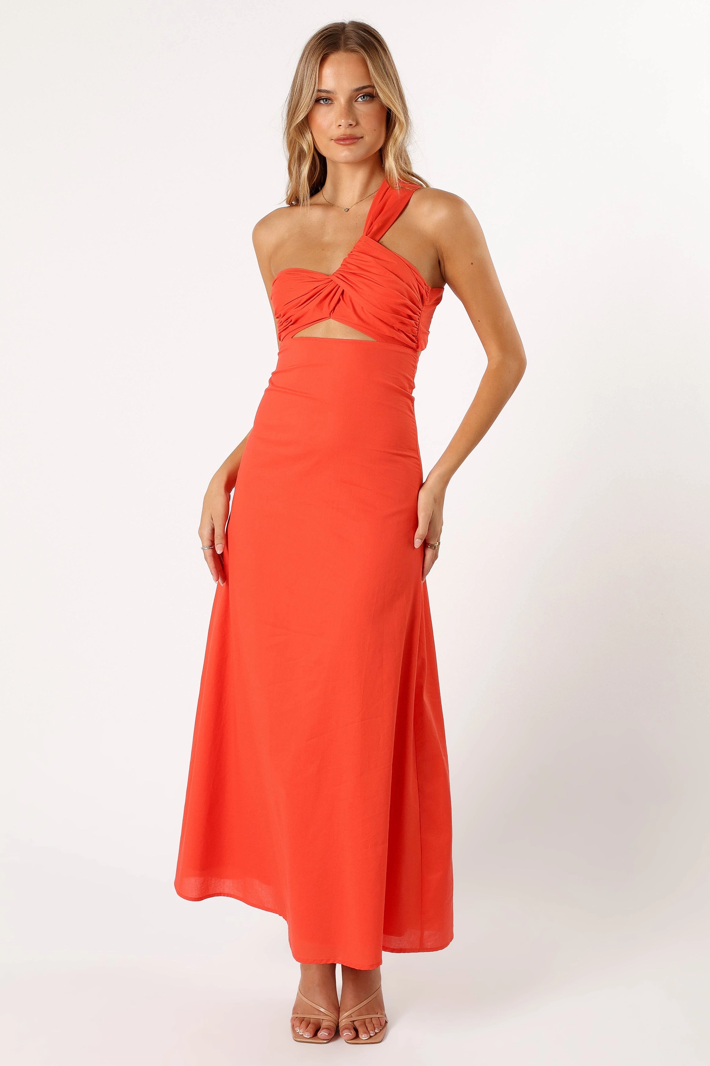 Luna One Shoulder Maxi Dress - Tangerine Refined fit Comfy Shape