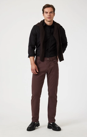 MARCUS SLIM STRAIGHT LEG IN CURRANT LUXE TWILL HighRiseWaist Durable Waistband