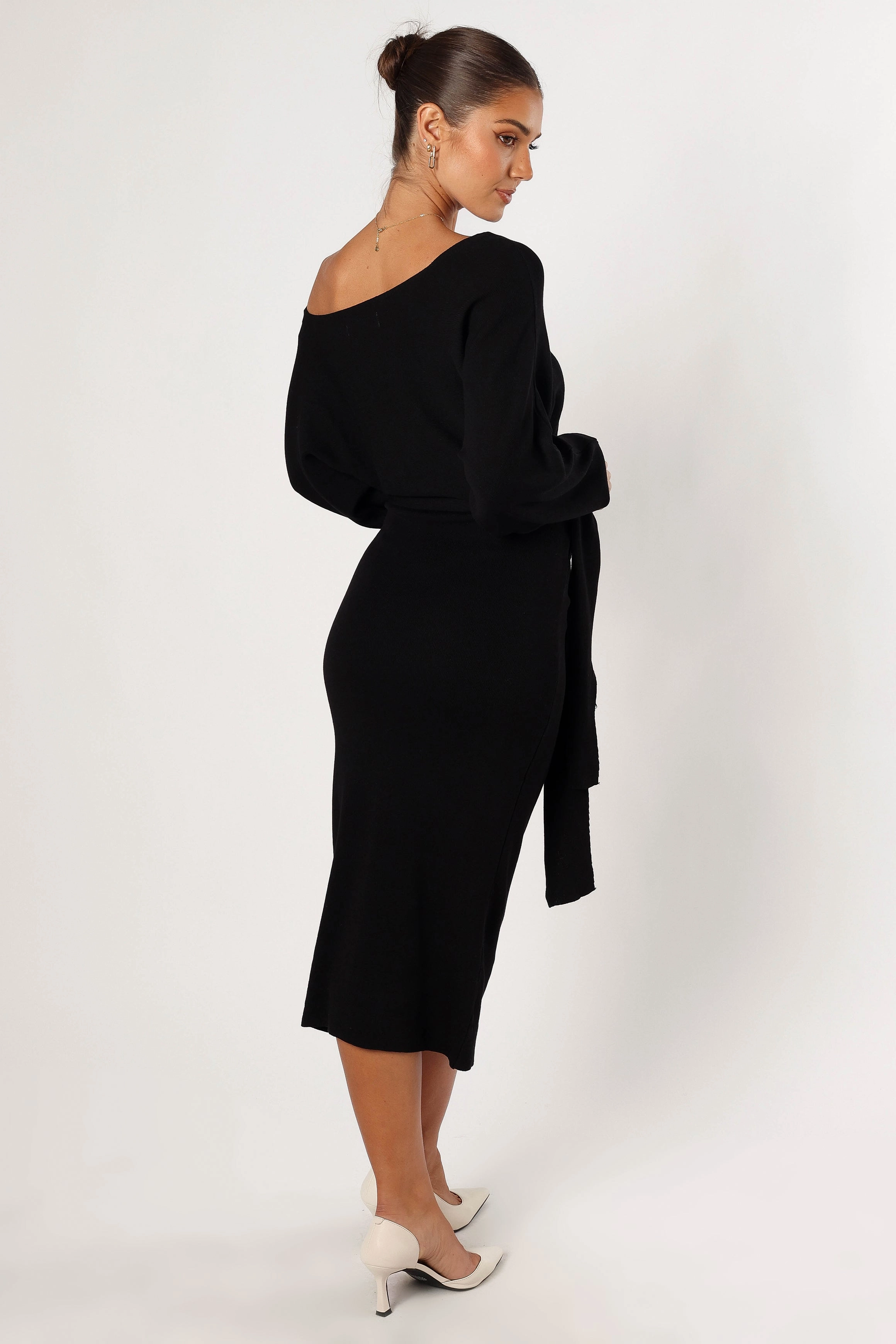 Prancer Off Shoulder Midi Dress - Black Free Step
