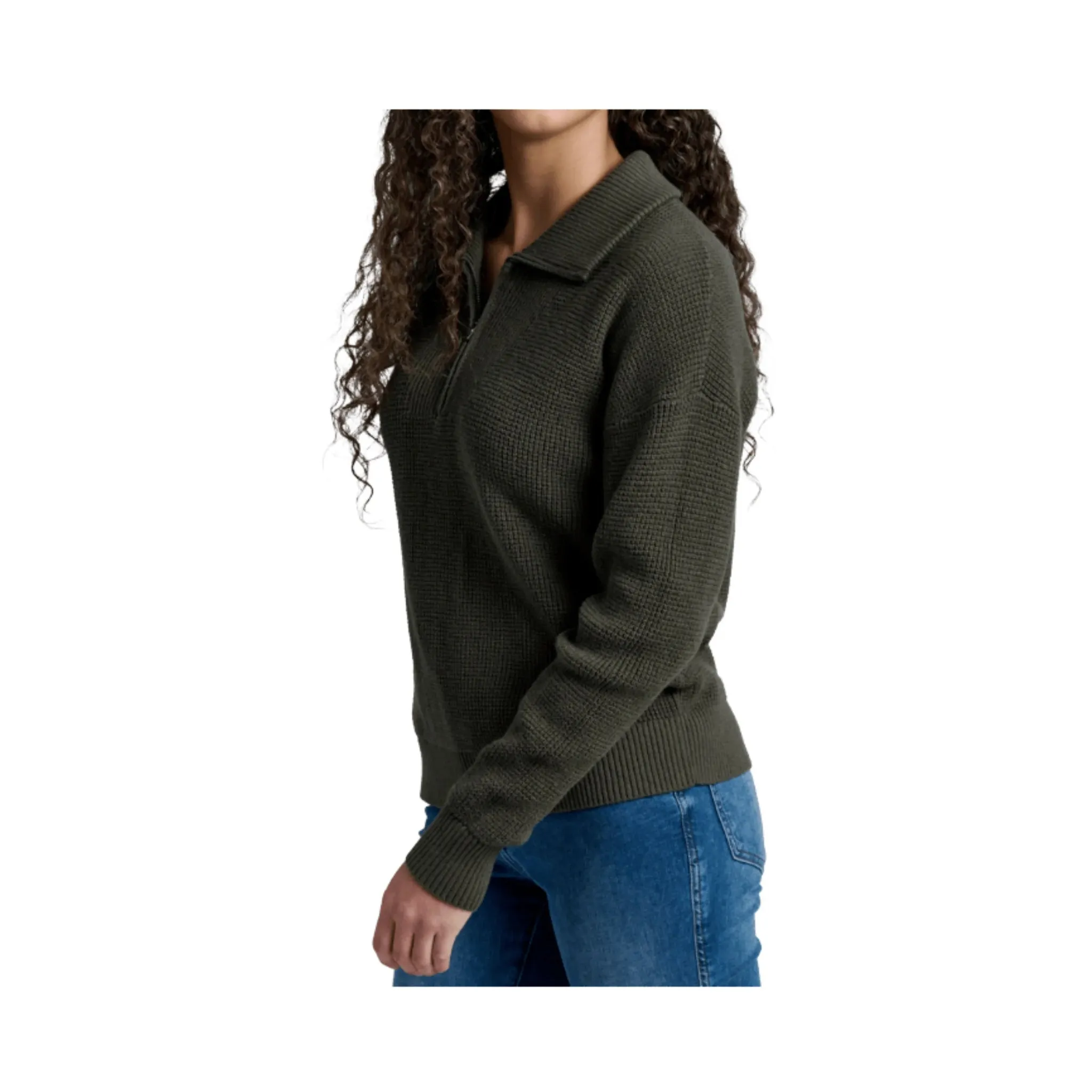 tie dye product hook practicality Kuhl Women's Norda Quarter Zip Sweater - Vine