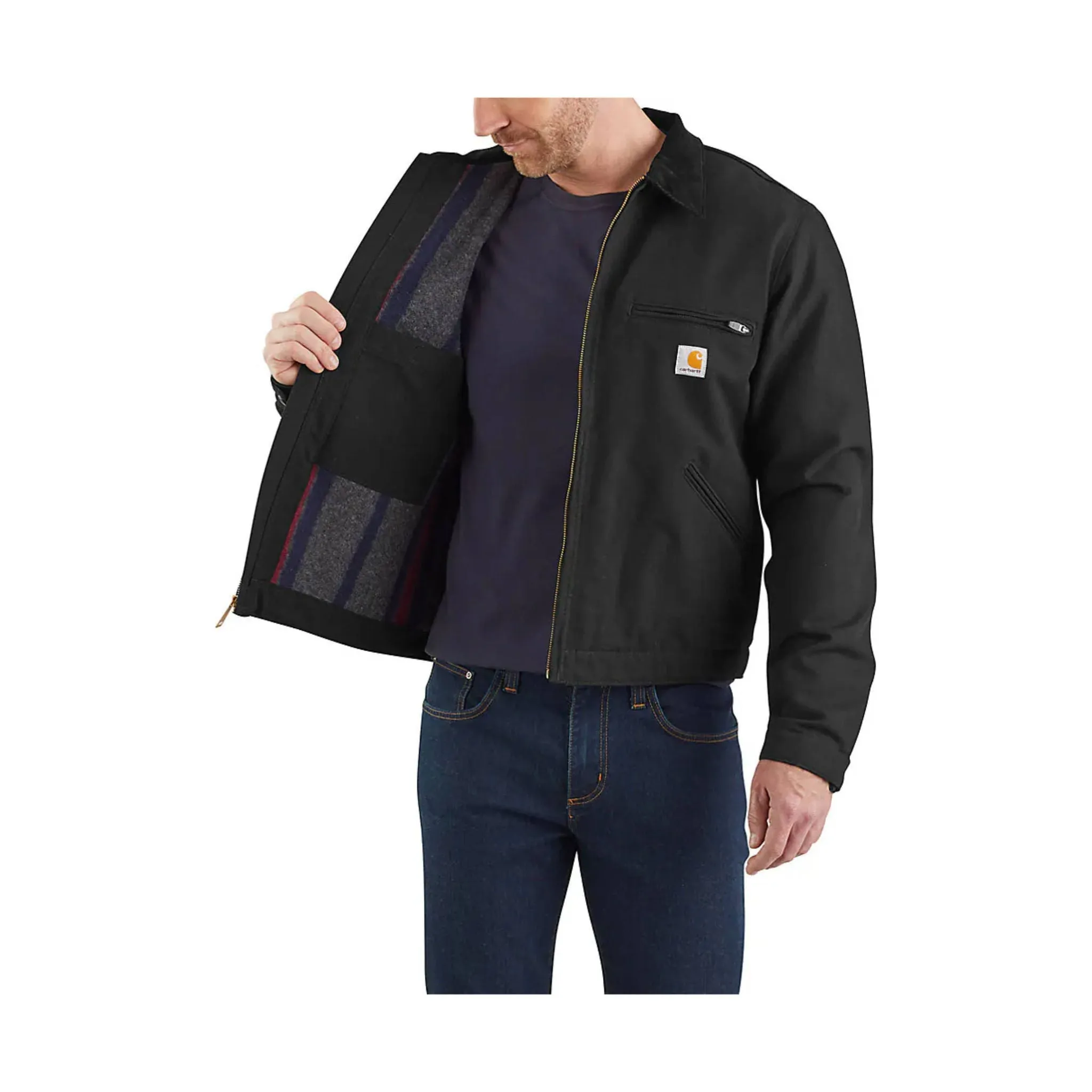 Carhartt Men's Blanket Lined Relaxed Fit Detroit Jacket - Dark Brown Odor Resistant Fabric