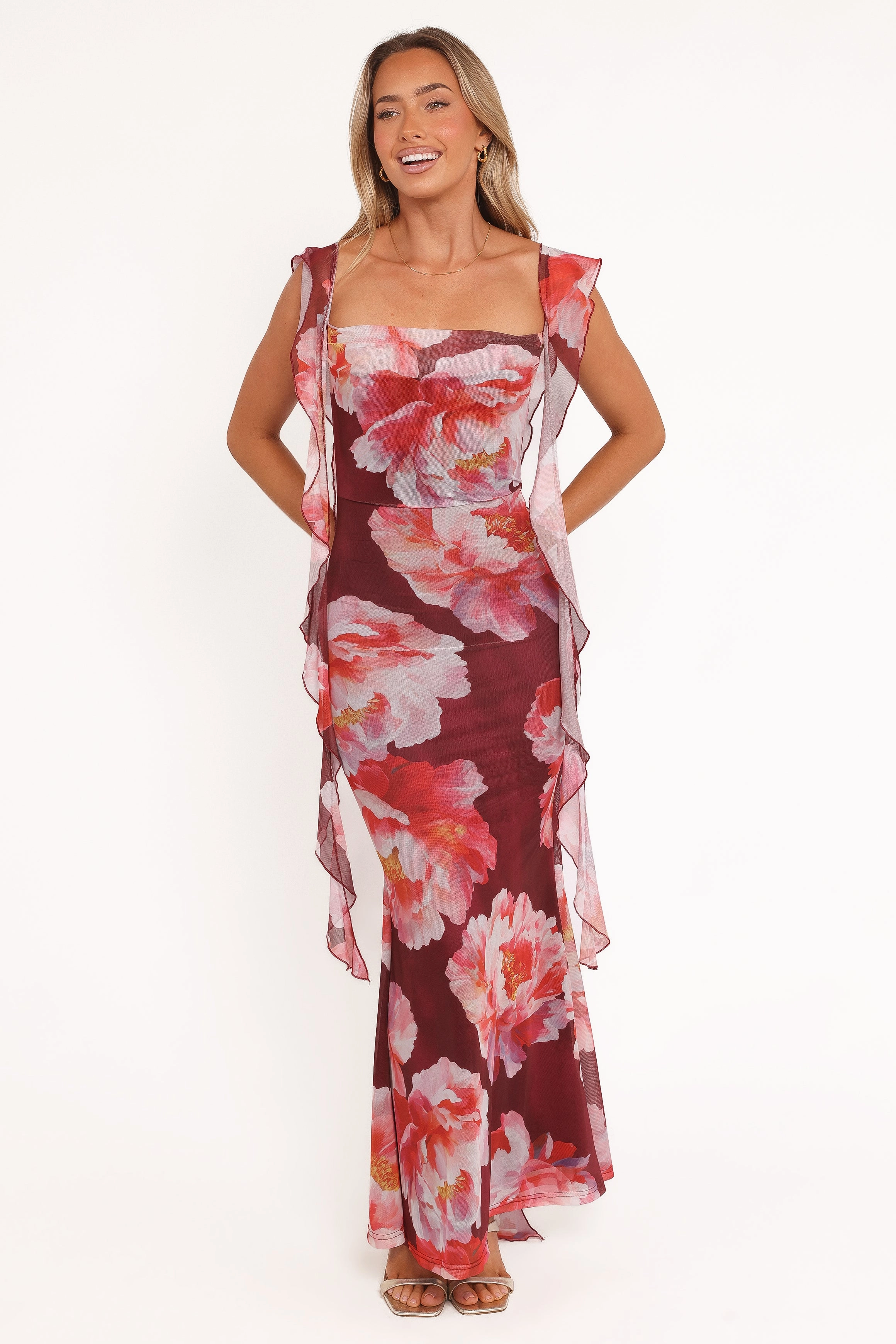 Sophisticated Touch Soft Shape Chiara Maxi Dress - Burgundy Peony