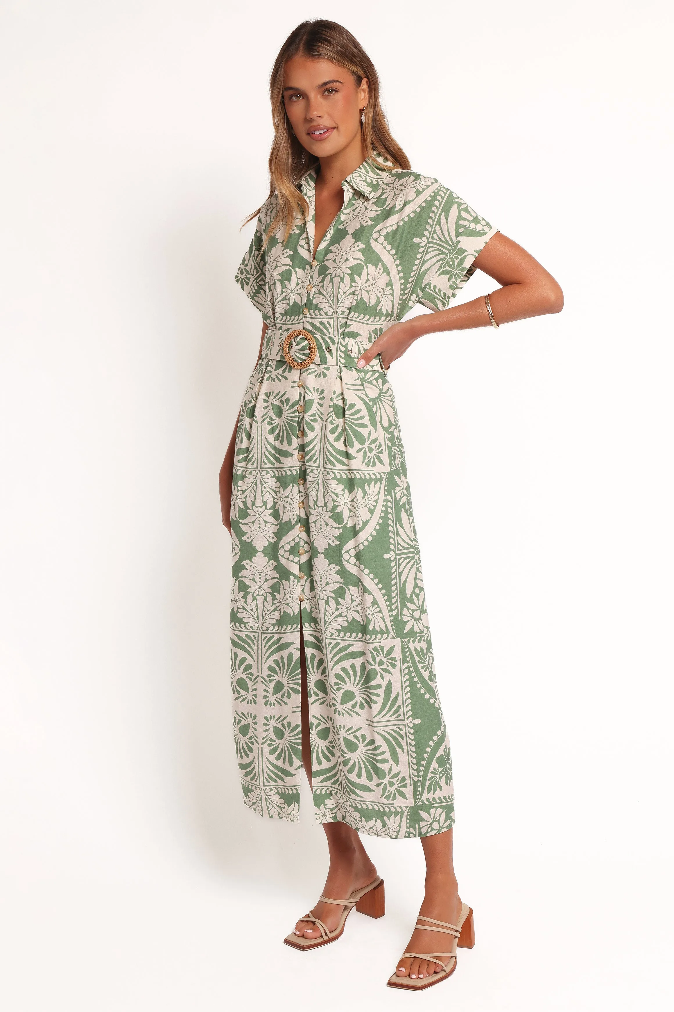 Whimsical Mood Preston Midi Dress - Green Floral