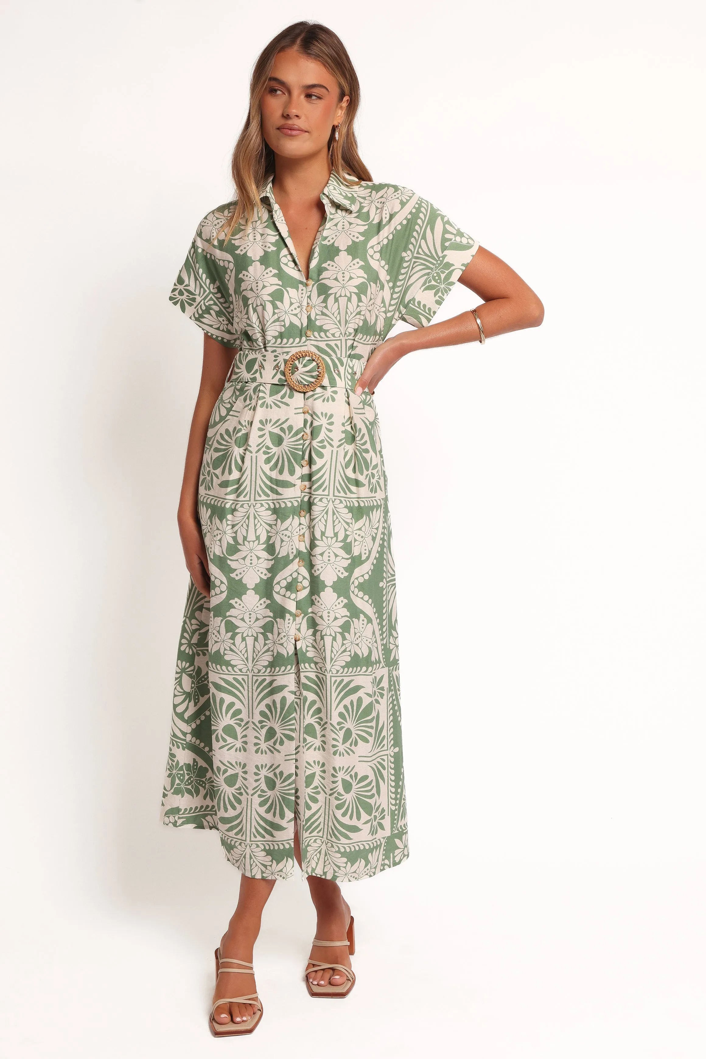Nature Glow Fit Easy Preston Midi Dress - Green Floral