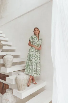 Casual Must-Have Preston Midi Dress - Green Floral