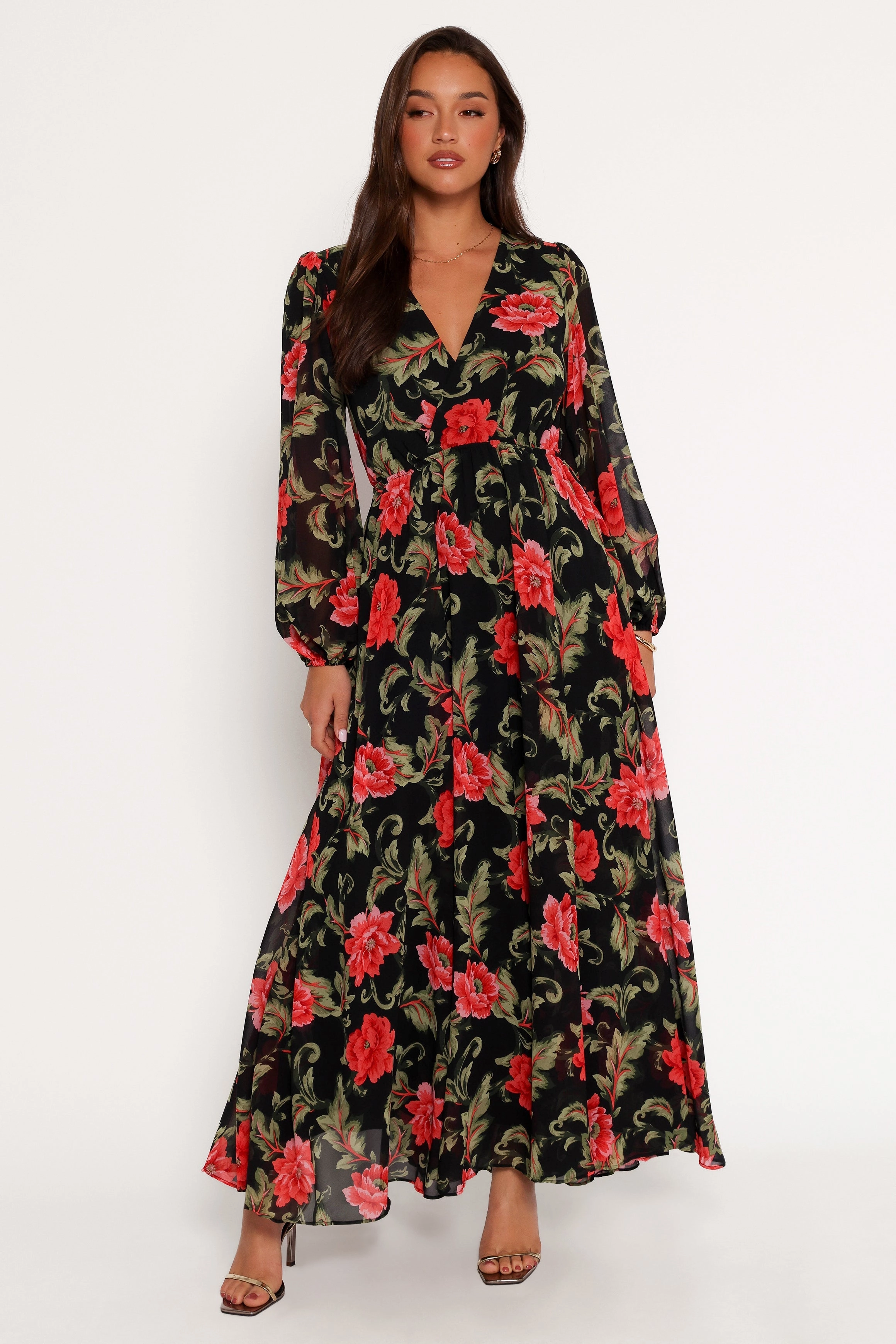 Anisa Maxi Dress - Black Floral Care-Instructions-Included
