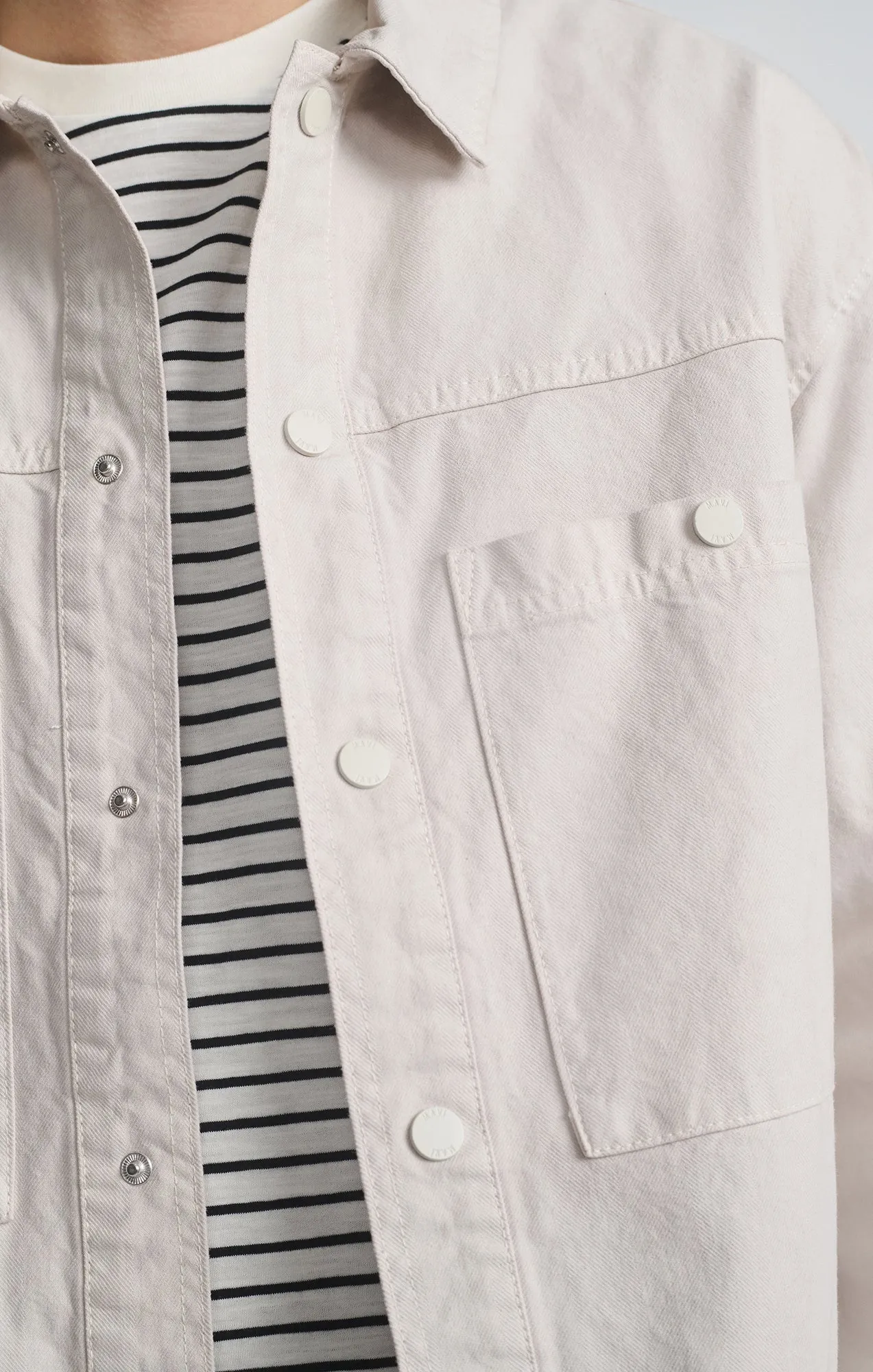 DOUBLE POCKET OVERSHIRT IN PELICAN Workwear Style Durable Stitching