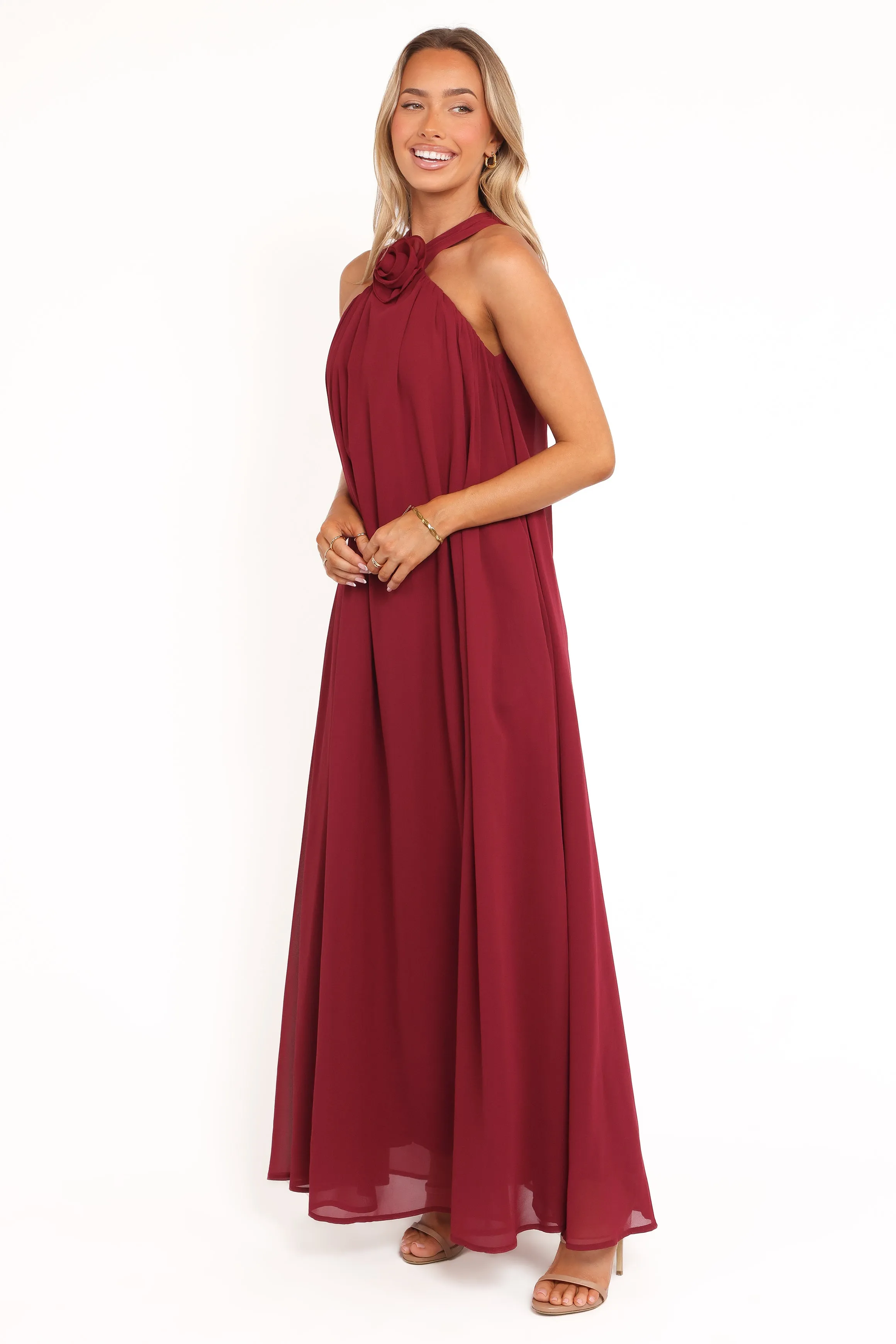 Trendy floral dress Relax Draping Melba Maxi Dress - Berry