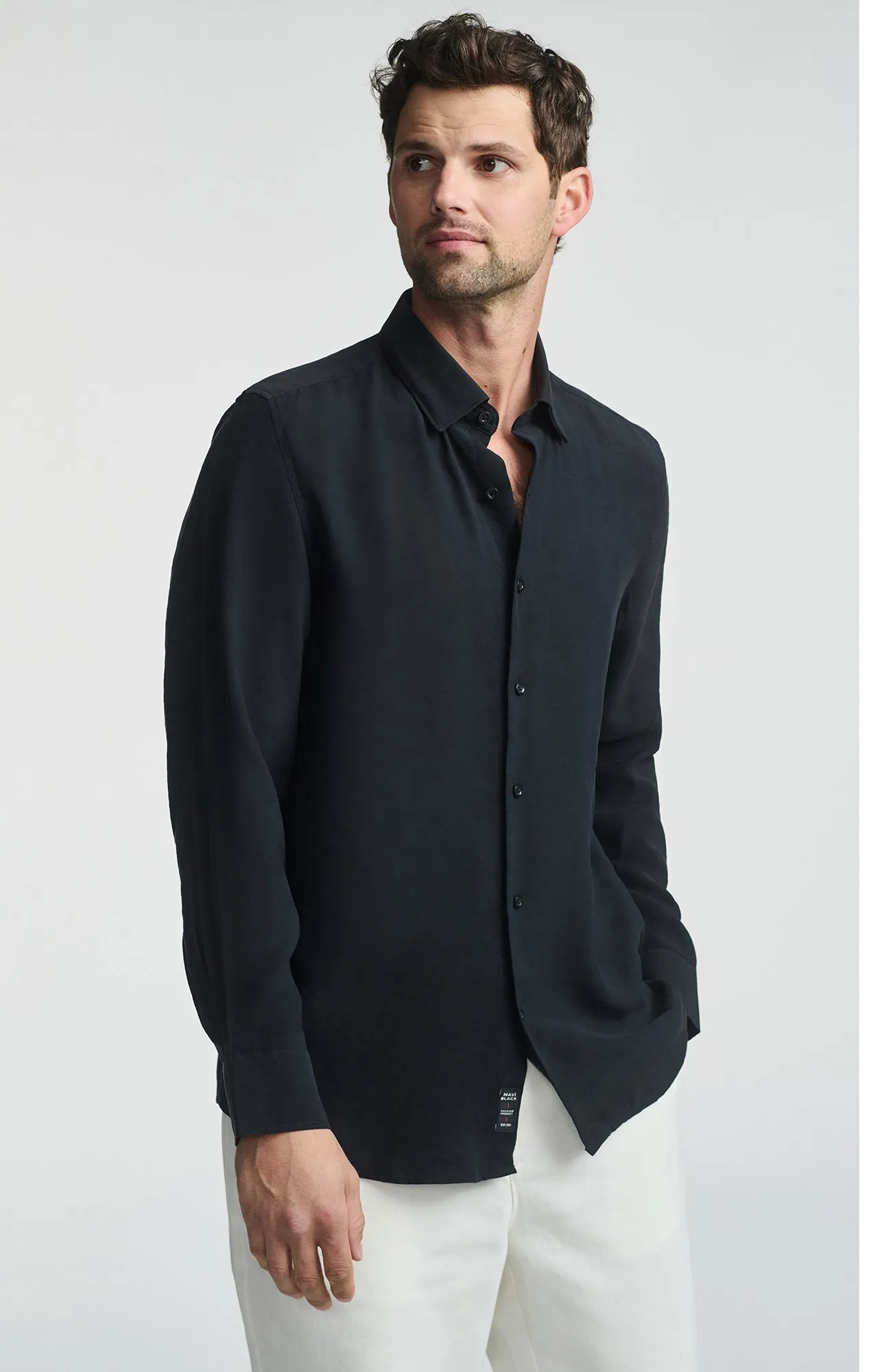 LONG SLEEVE BUTTON-UP SHIRT IN BLACK Monochrome Palette