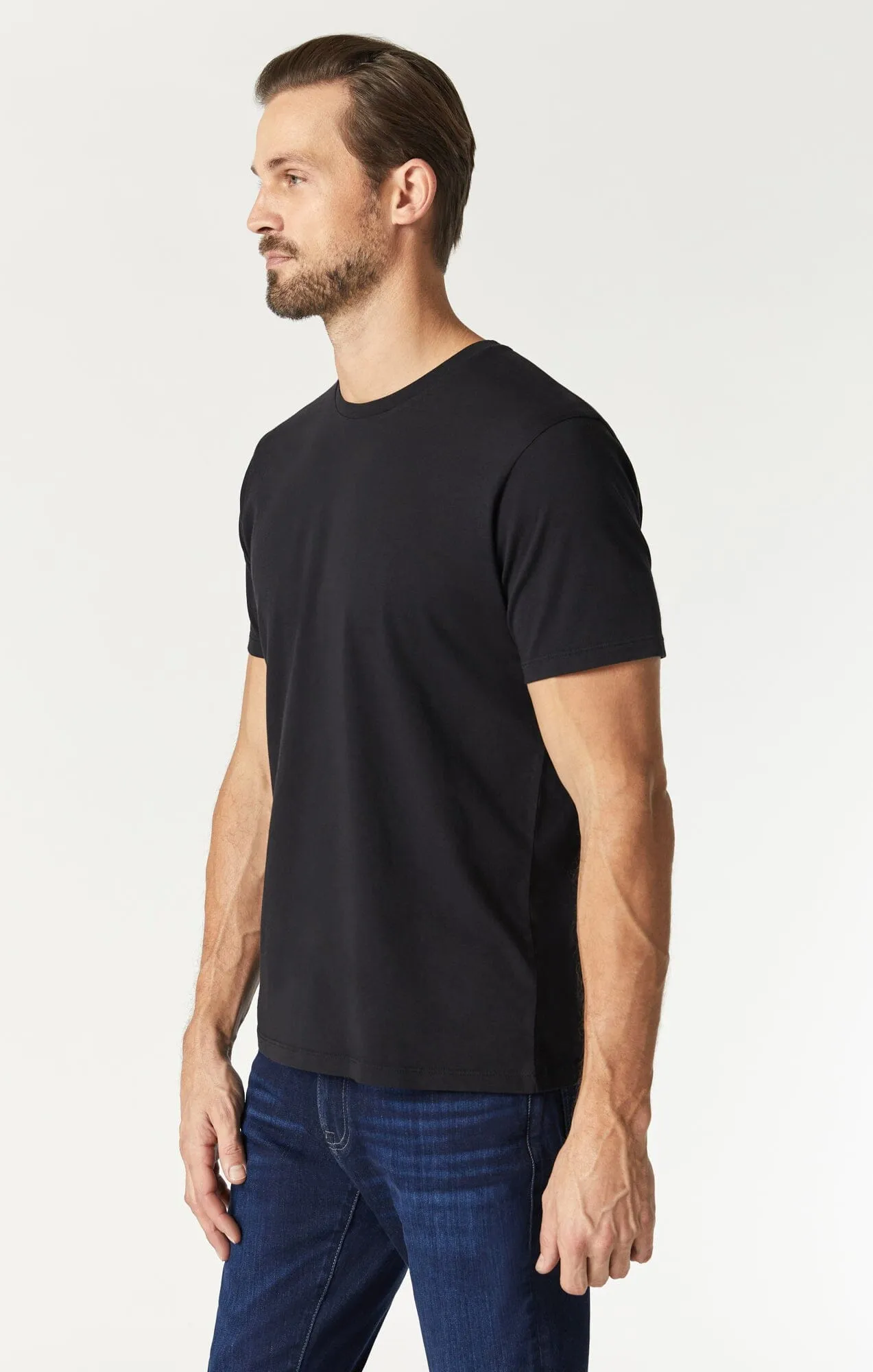 BASIC CREW NECK T-SHIRT IN BLACK slim fit