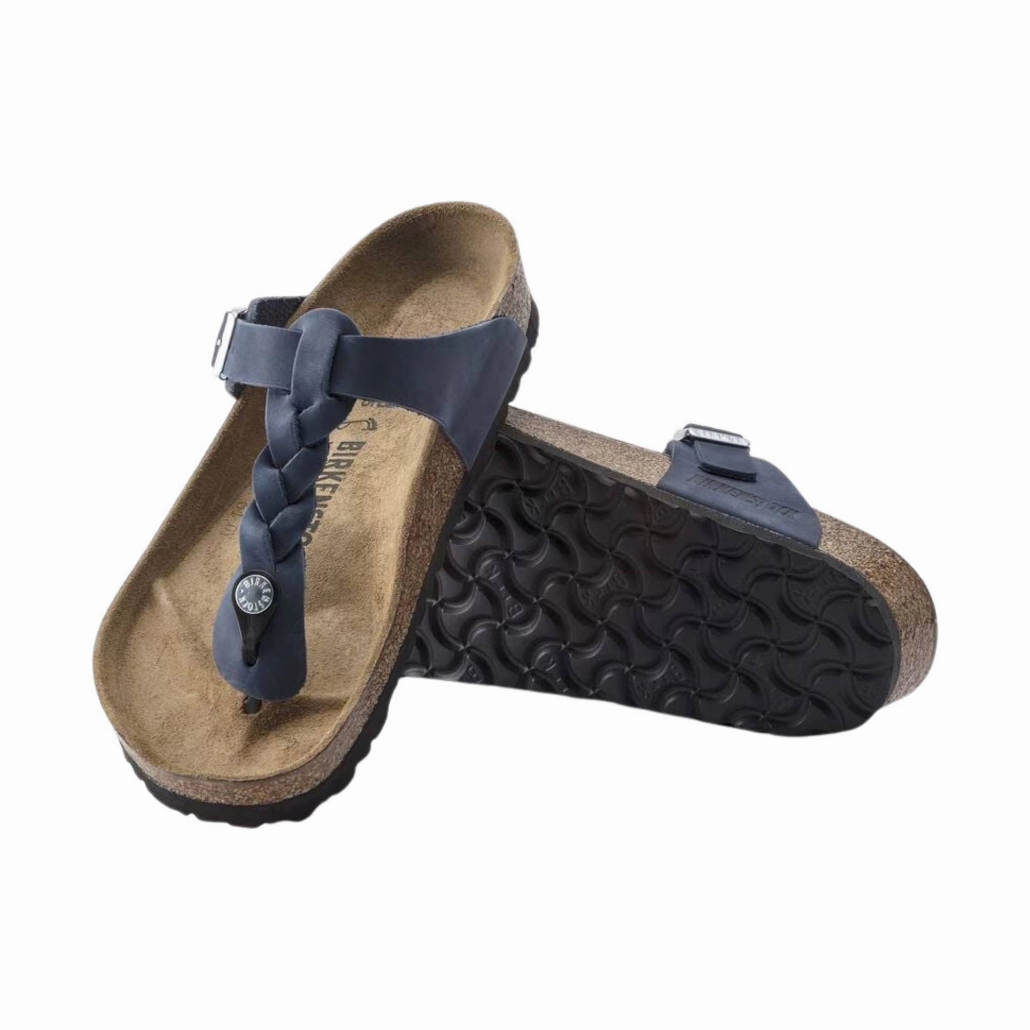 Birkenstock Gizeh Braided Sandals - Oiled Leather Navy Active Outdoor Shoes Pressure Relief Grid Design