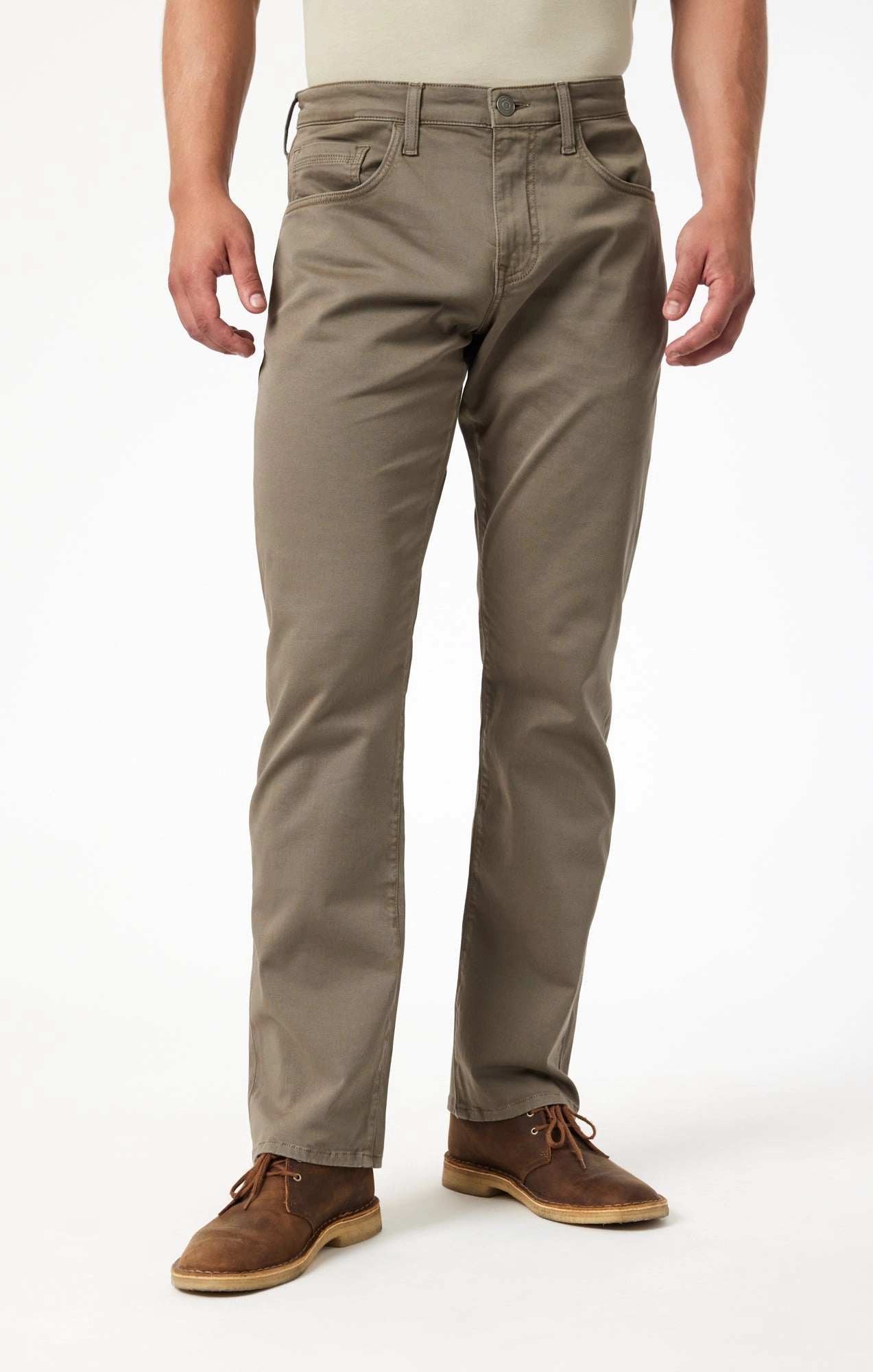 elastic waistband Body Fit MATT RELAXED STRAIGHT LEG IN OLIVE CASUAL TWILL