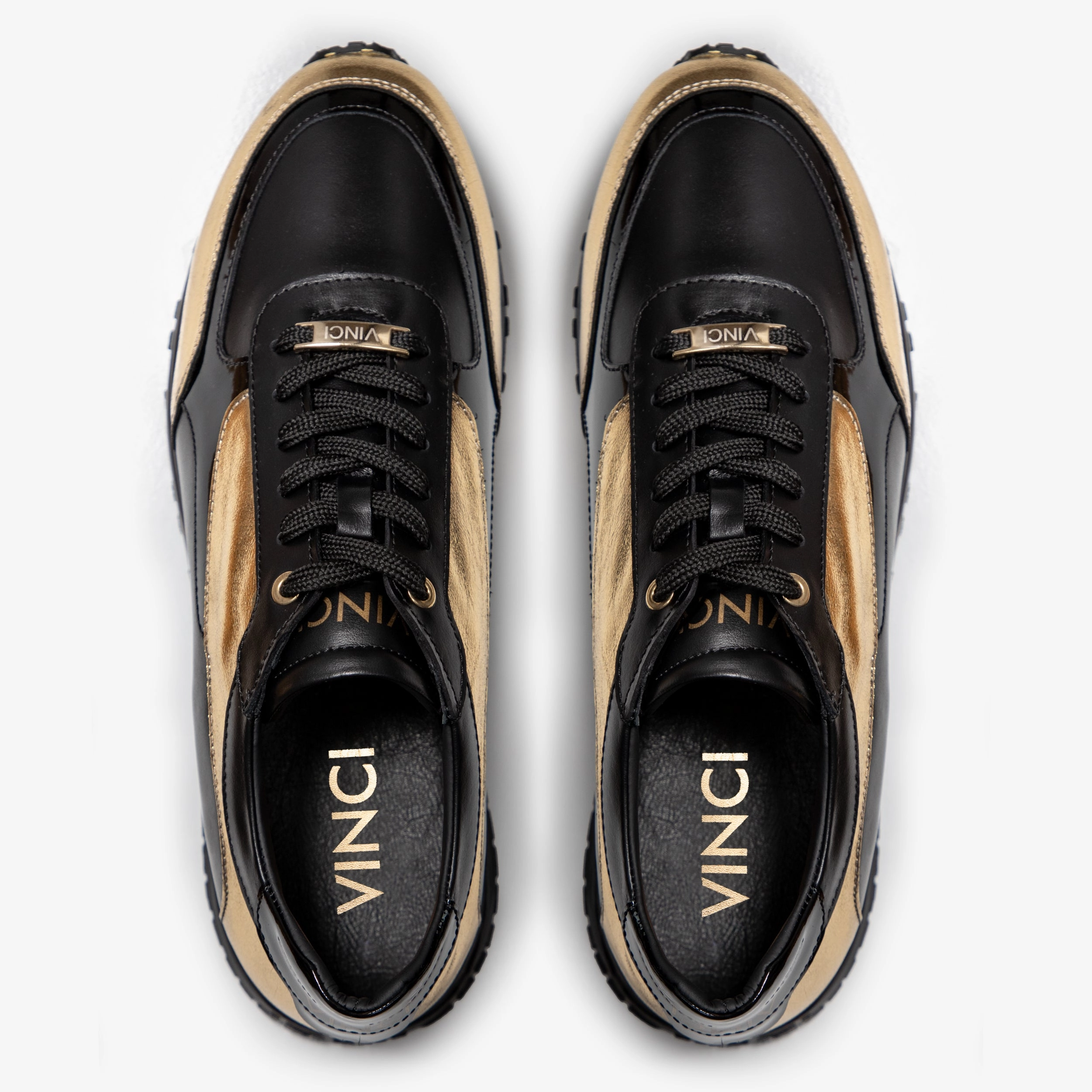 The Arda Black & Gold Leather Men Sneaker Responsive Footbed