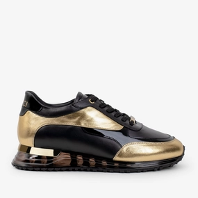 The Arda Black & Gold Leather Men Sneaker Foot Stability