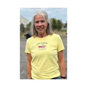 Life is Good Women's Lake Champlain Exclusive Jackie Tee - Sandy Yellow SoftKnit