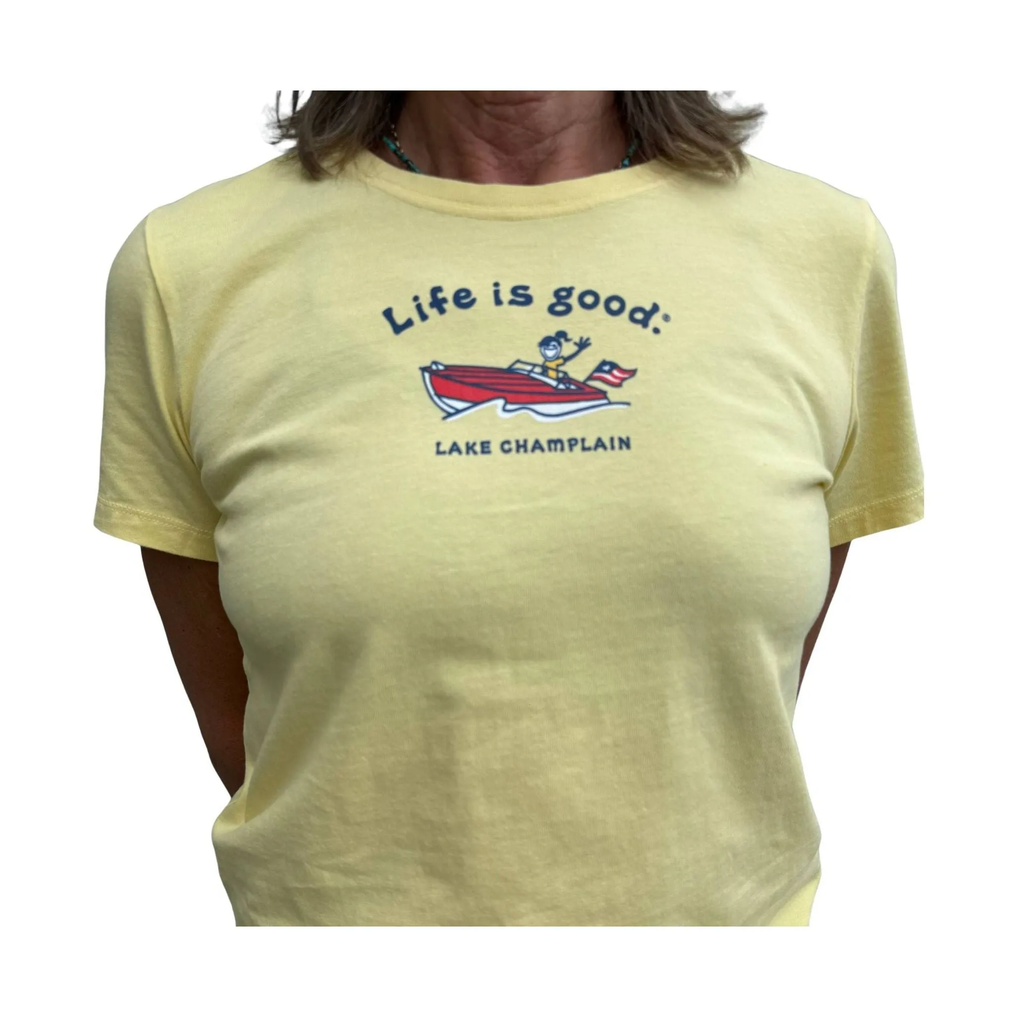 Life is Good Women's Lake Champlain Exclusive Jackie Tee - Sandy Yellow Relaxed Blouse