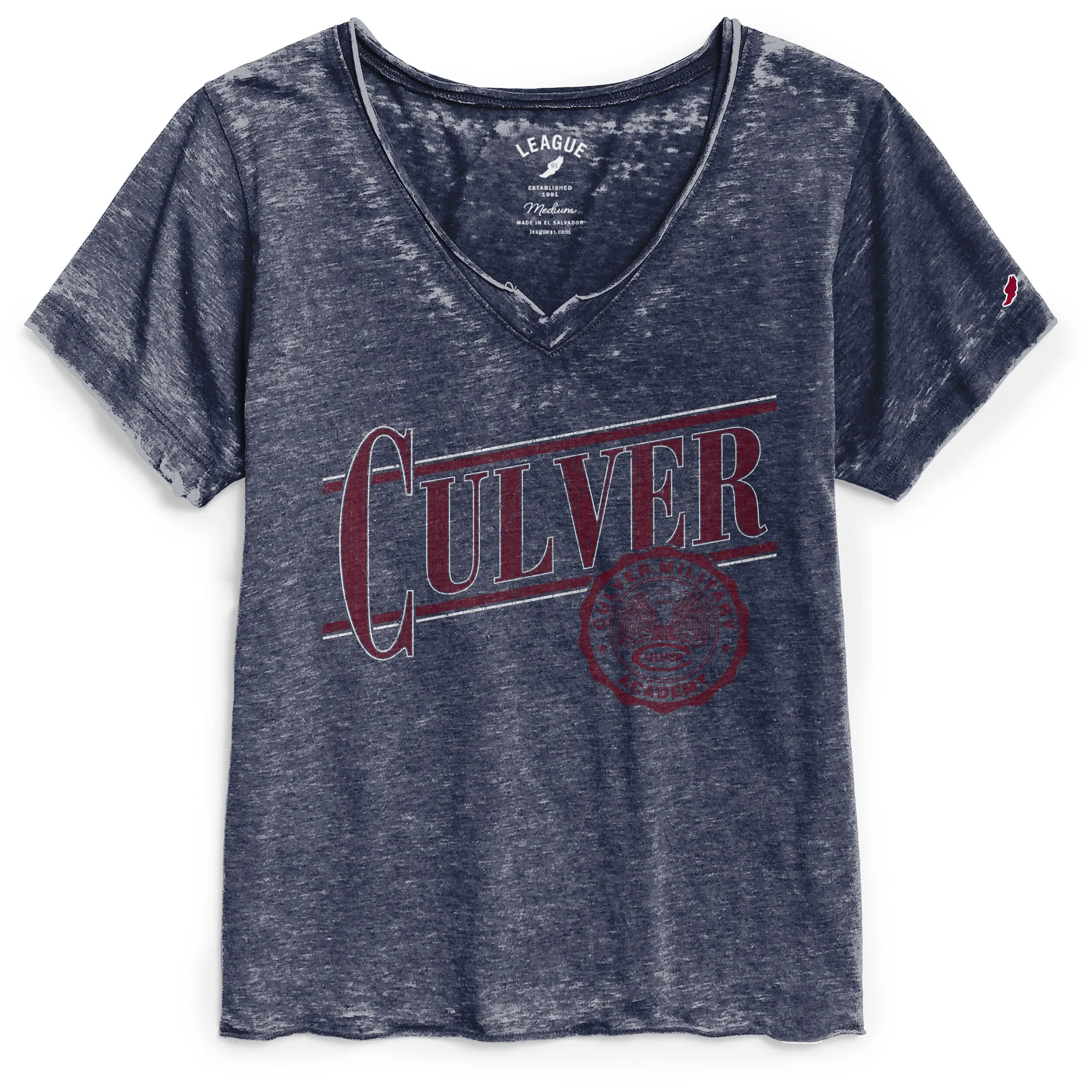 Women's Loose Fit V-Neck Shirt - Navy High-Quality Fabric