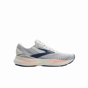 Brooks Women's Adrenaline GTS 24 Road Running Shoes - Grey/Blue Ribbon/Peach Comfort Cushion Technology