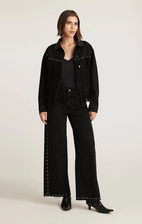 Clean Fit Fashion Lover Classic Wear Modern Minimalist REBECCA WIDE LEG IN STUDDED SMOKE DENIM