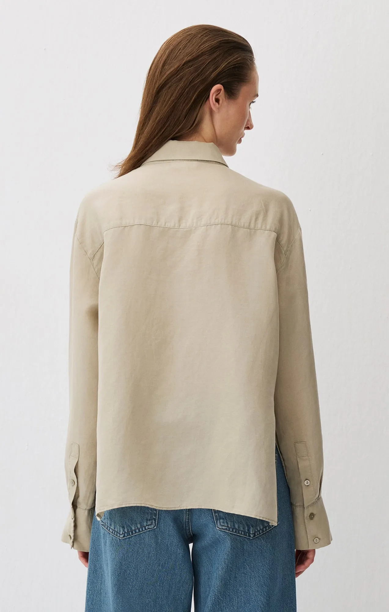LONG SLEEVE TENCEL? SHIRT IN ABBEY STONE Petite Option