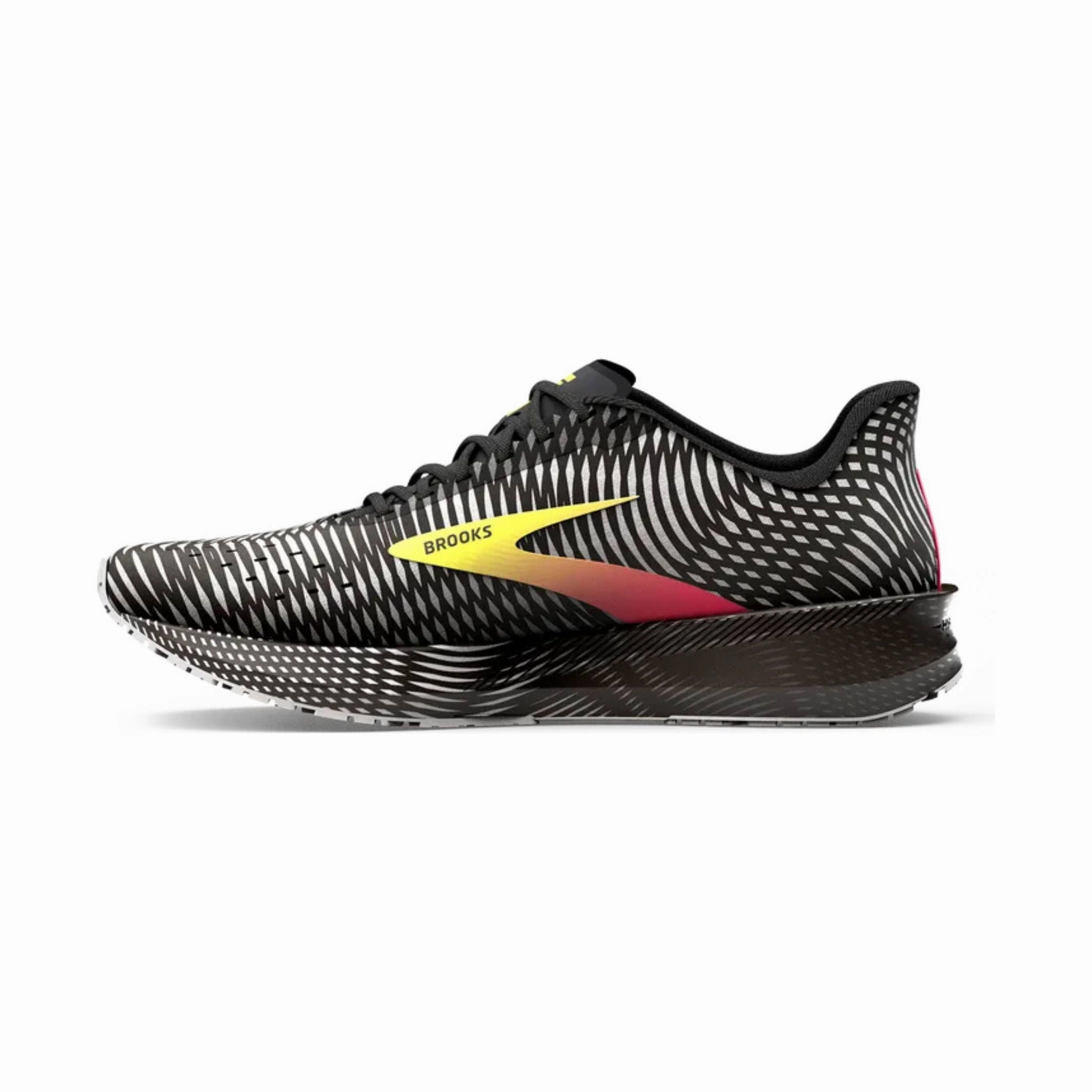 Canvas Fabric Bold Style Brooks Men's Hyperion Tempo Running Shoes - Black/Pink/Yellow