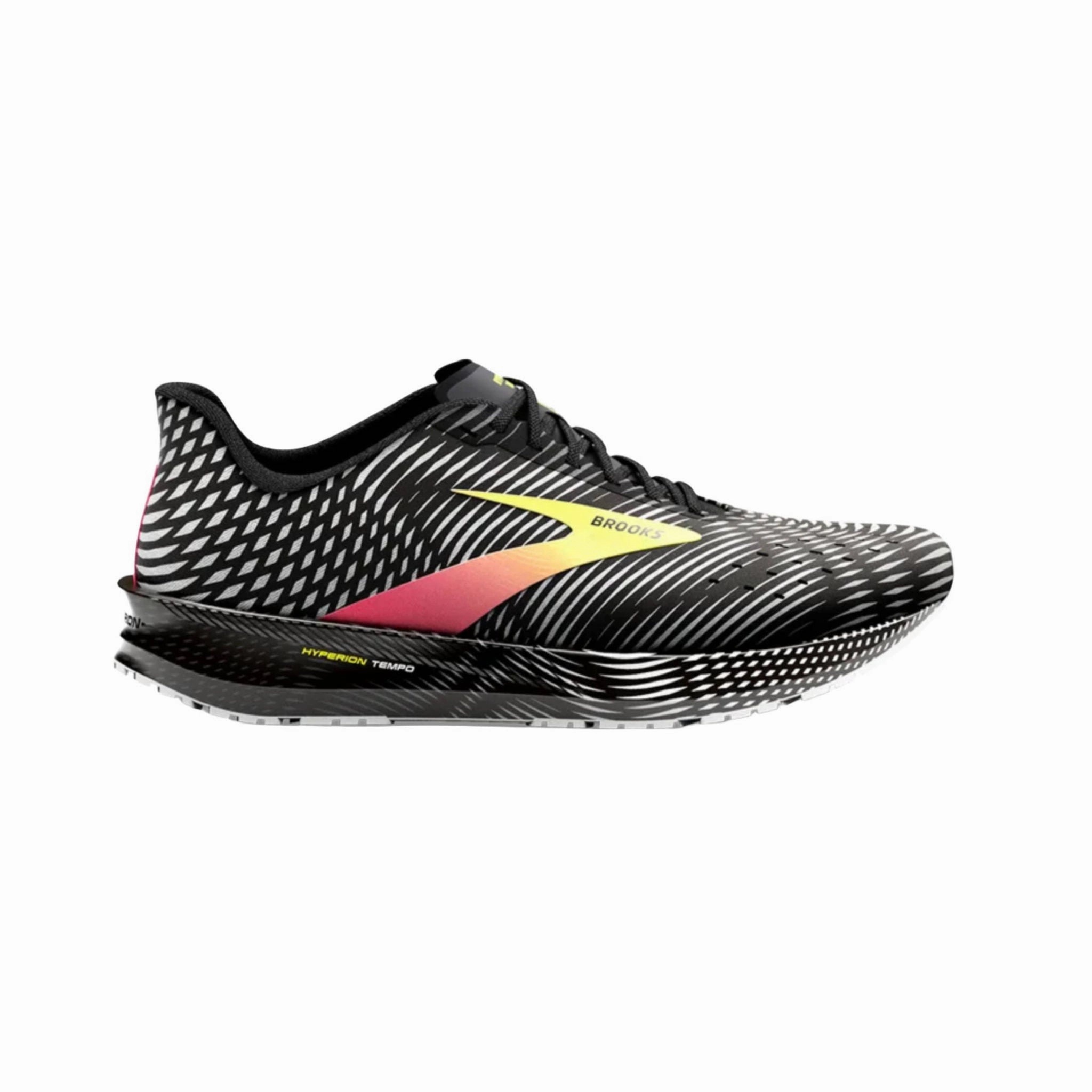 Maximum Cushioning Brooks Men's Hyperion Tempo Running Shoes - Black/Pink/Yellow