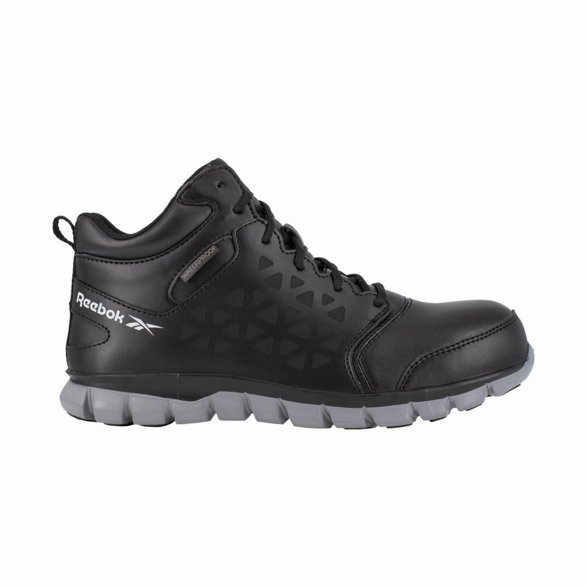 Reebok Work Women's Sublite Cushion Athletic Hightop Composite Toe Waterproof Hiker Work Shoes - Black Padded Collar Padding