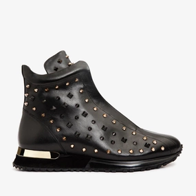The Infanta High-Top Black Spike Leather Men Sneaker Limited Edition Double Stitched Move Easy